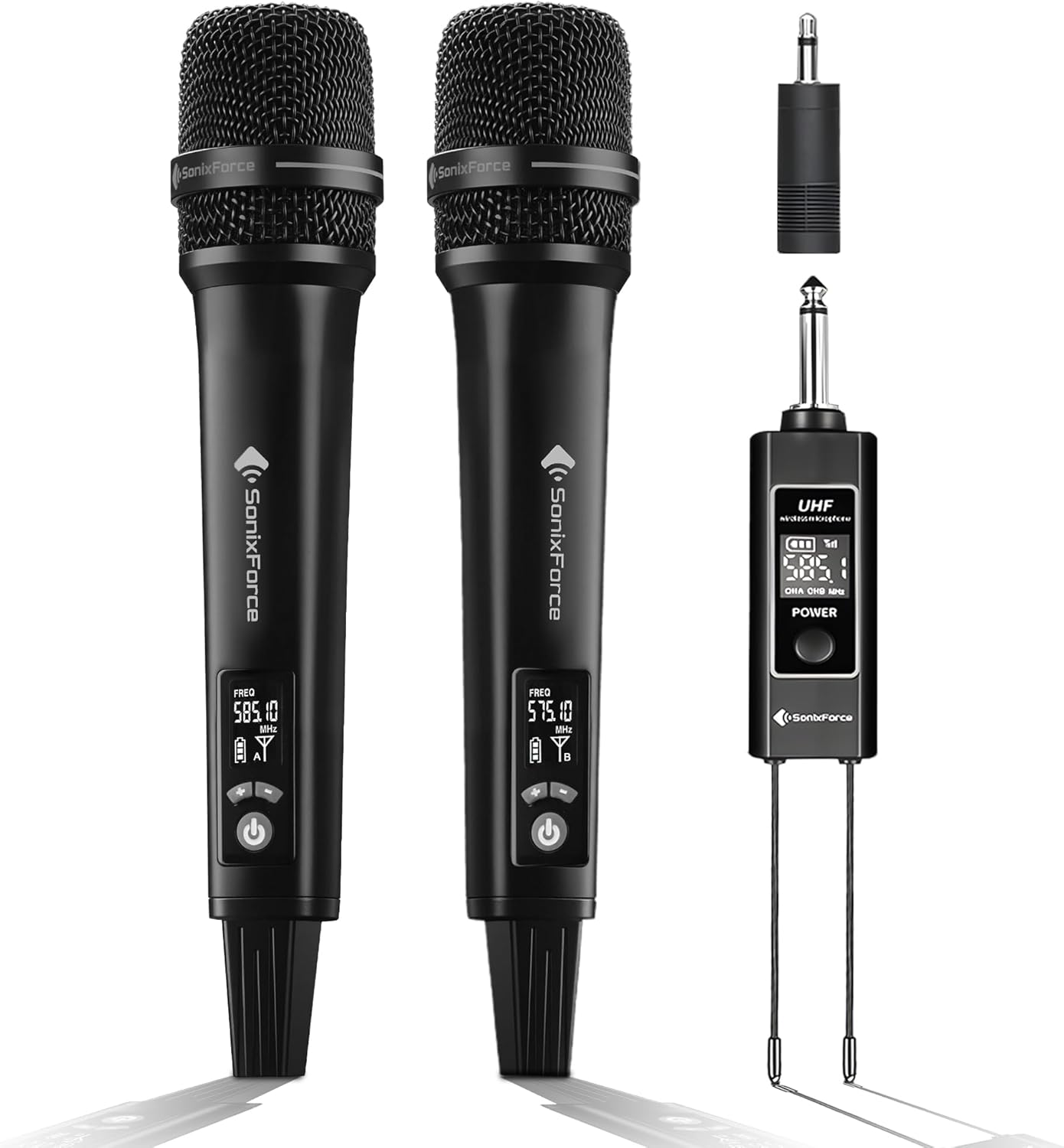 Wireless Microphones, Professional Karaoke Microphone, Dual-Mic UHF System with 260ft Range, All-Metal Portable Microphone for Singing, Speaking, Meetings and Events