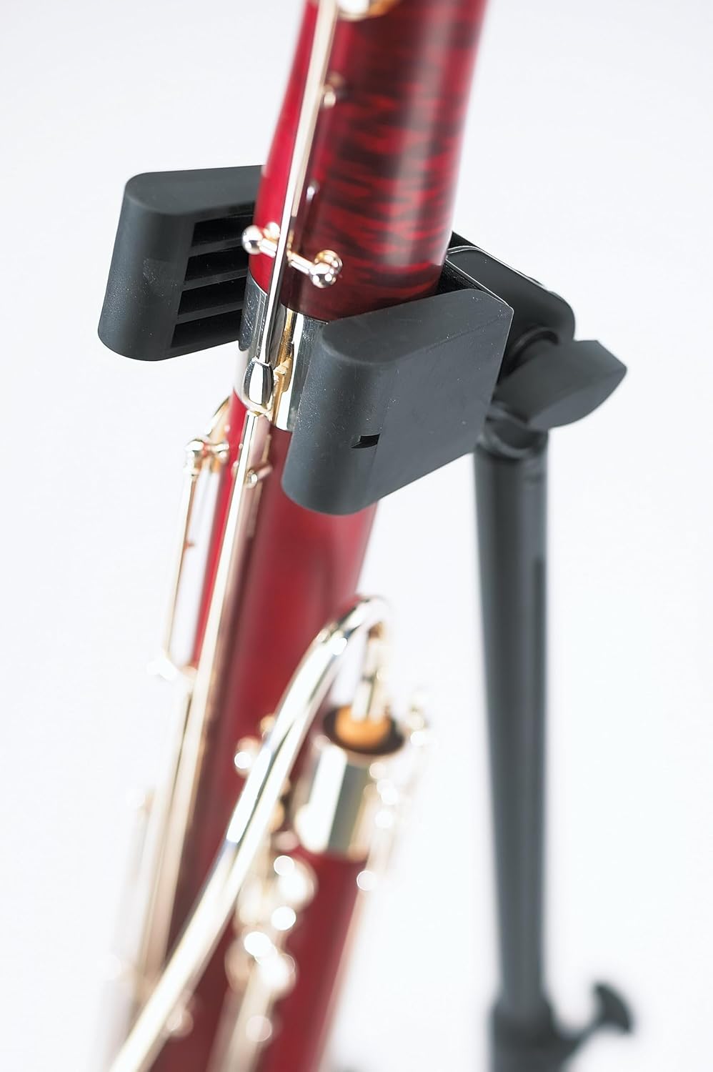 K&M König & Meyer Bassoon Stand 15010.011.55 | Stable Secure Adjustable/Folding Stand For Bass Clarinet & Eb Alto | Lightweight & Compact Tripod Base | Felt Support Arms | Made in Germany | Black