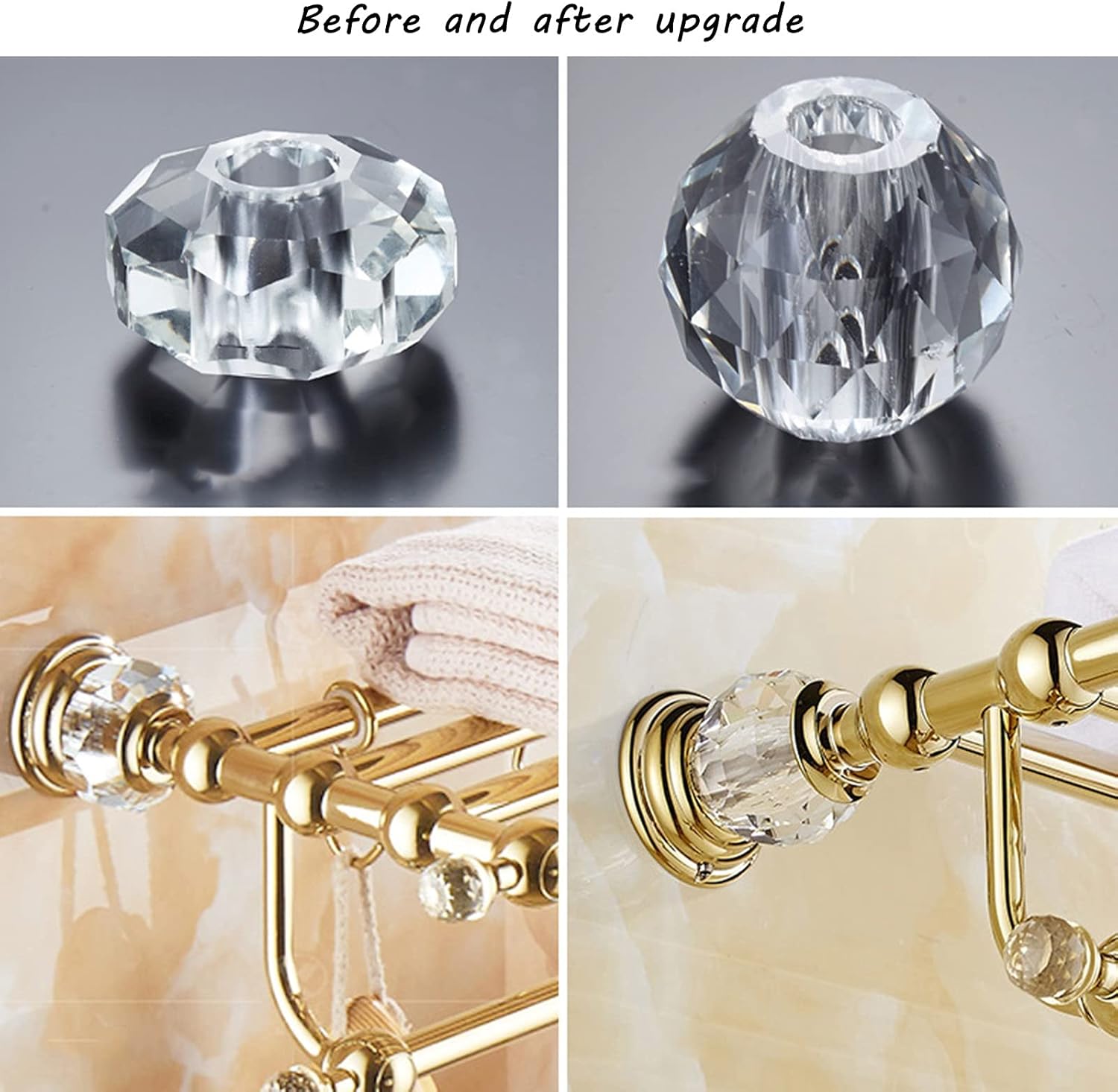 XXIOJUN Tempered Glass Shelf, Bathroom Shelves Wall Mounted Punch Installation Load 10kg with Towel Bar for Dressing Table, Bathroom, Shower Room, 3 Colors (Color : Rose Gold, Size : 57x12cm)