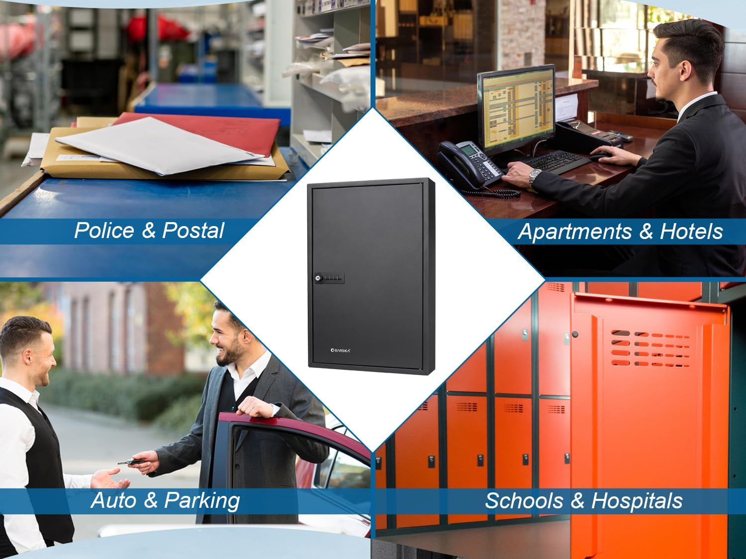 Barska 64 Position Key Lock Box – Wall Mount Steel Key Cabinet with Numbered Hooks, Index Log, Colored Key Tags for Home or Office