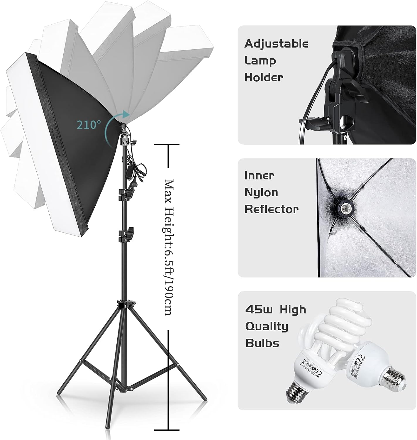 Photography Lighting Kit, Light Box Photography with Backdrap Stand, Photo Backdrops for Photo Studio Product, Portrait and Video Shooting
