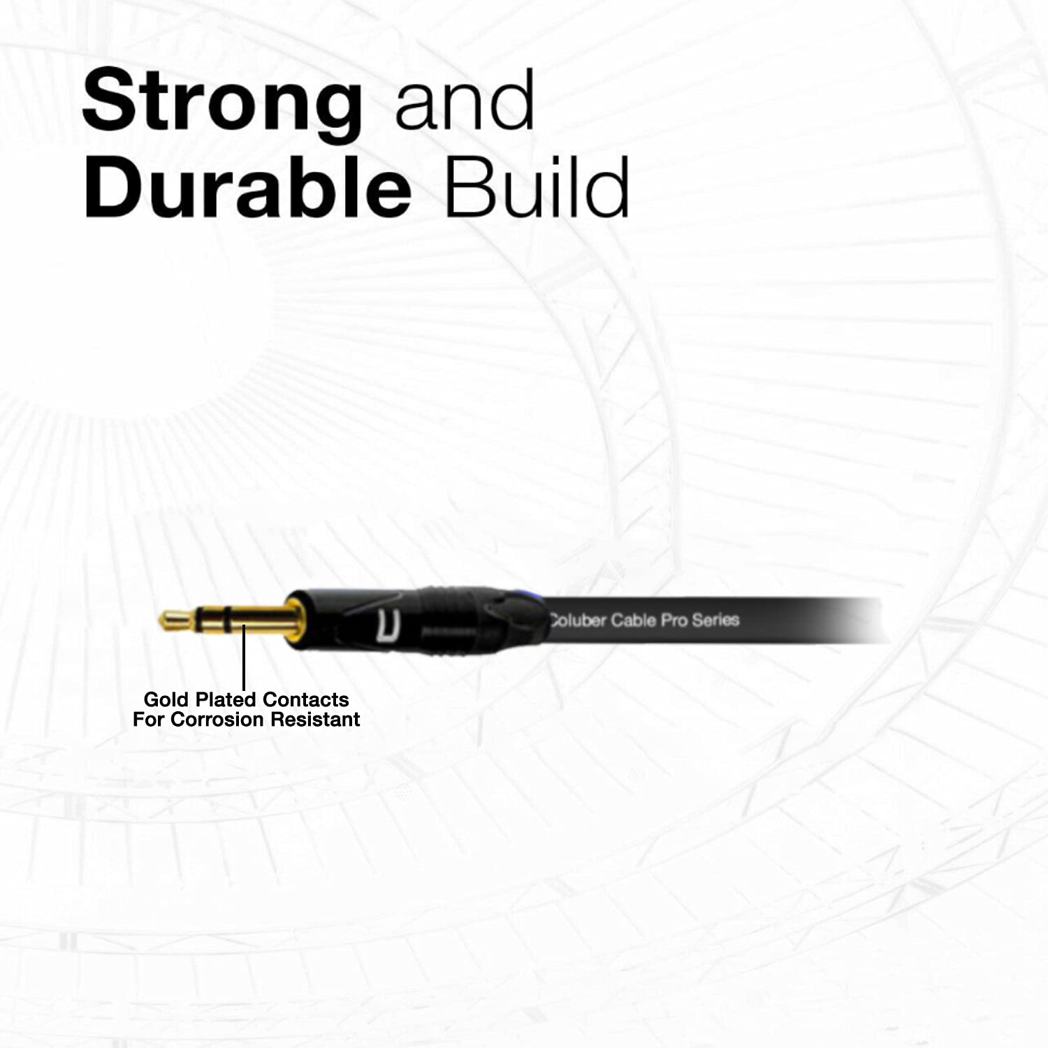 COLUBER CABLE 3.5 TRS Male TS to RCA Male - 200 Feet - Pink - Pro 3-Pin Microphone Connector for Powered Speakers, Audio Interface or Mixer for Live Performance & Recording