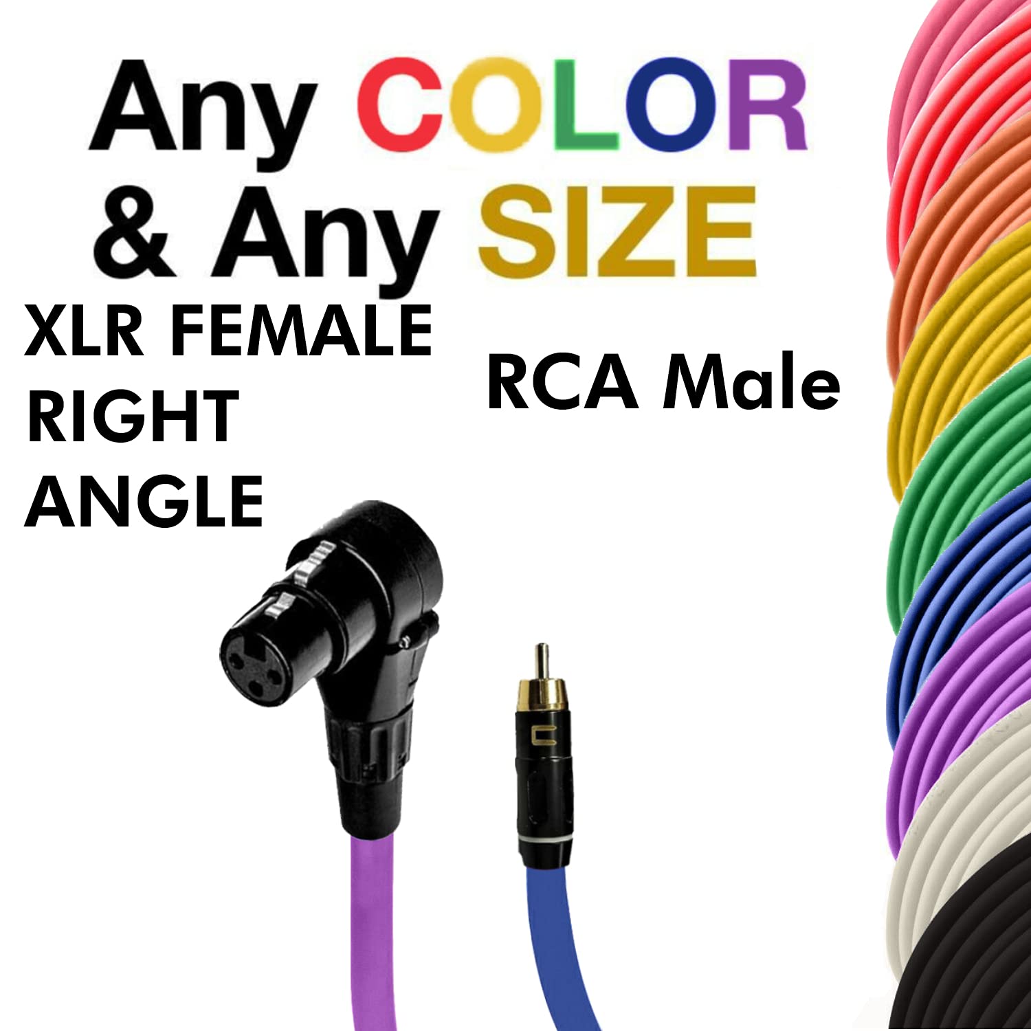COLUBER CABLE Right Angle XLR Female to RCA Male - 100 Feet - White - Pro 3-Pin Microphone Connector for Powered Speakers, Audio Interface or Mixer for Live Performance & Recording