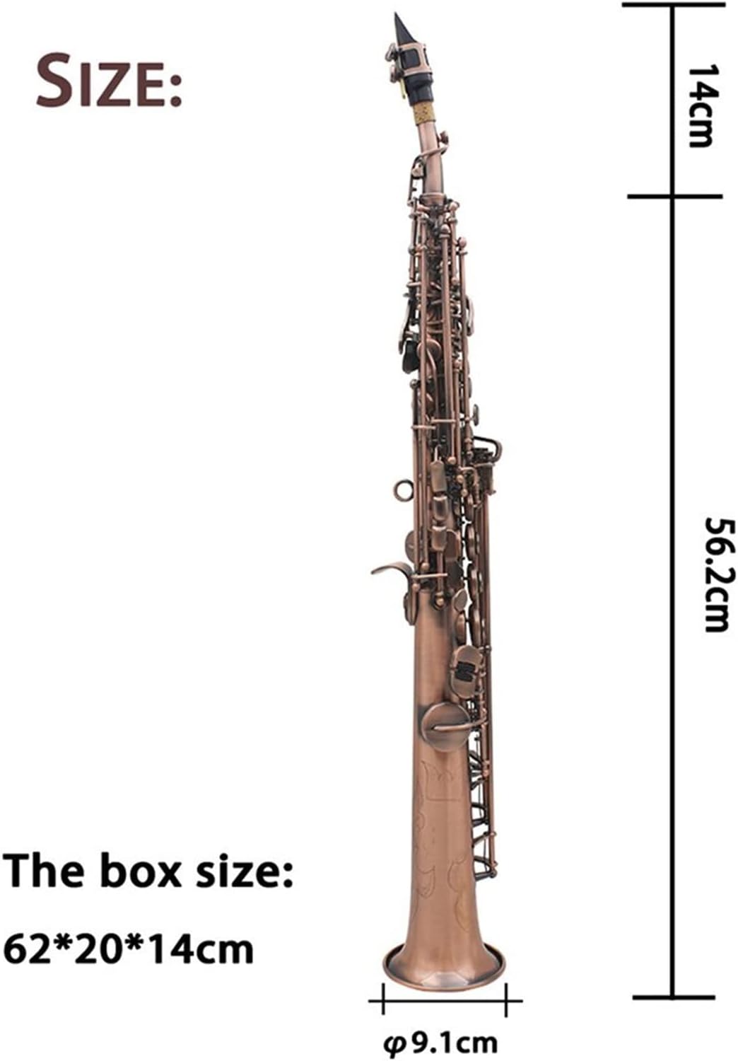 Straight Bb Saxophone Carve Pattern Woodwind Instrument with Case Reed Cleaning Brush Cloth