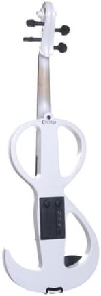 Cecilio 4/4CEVN-3W Solid Wood Pearl White Electric/Silent Violin with Ebony Fittings in Style 3 (Full Size)