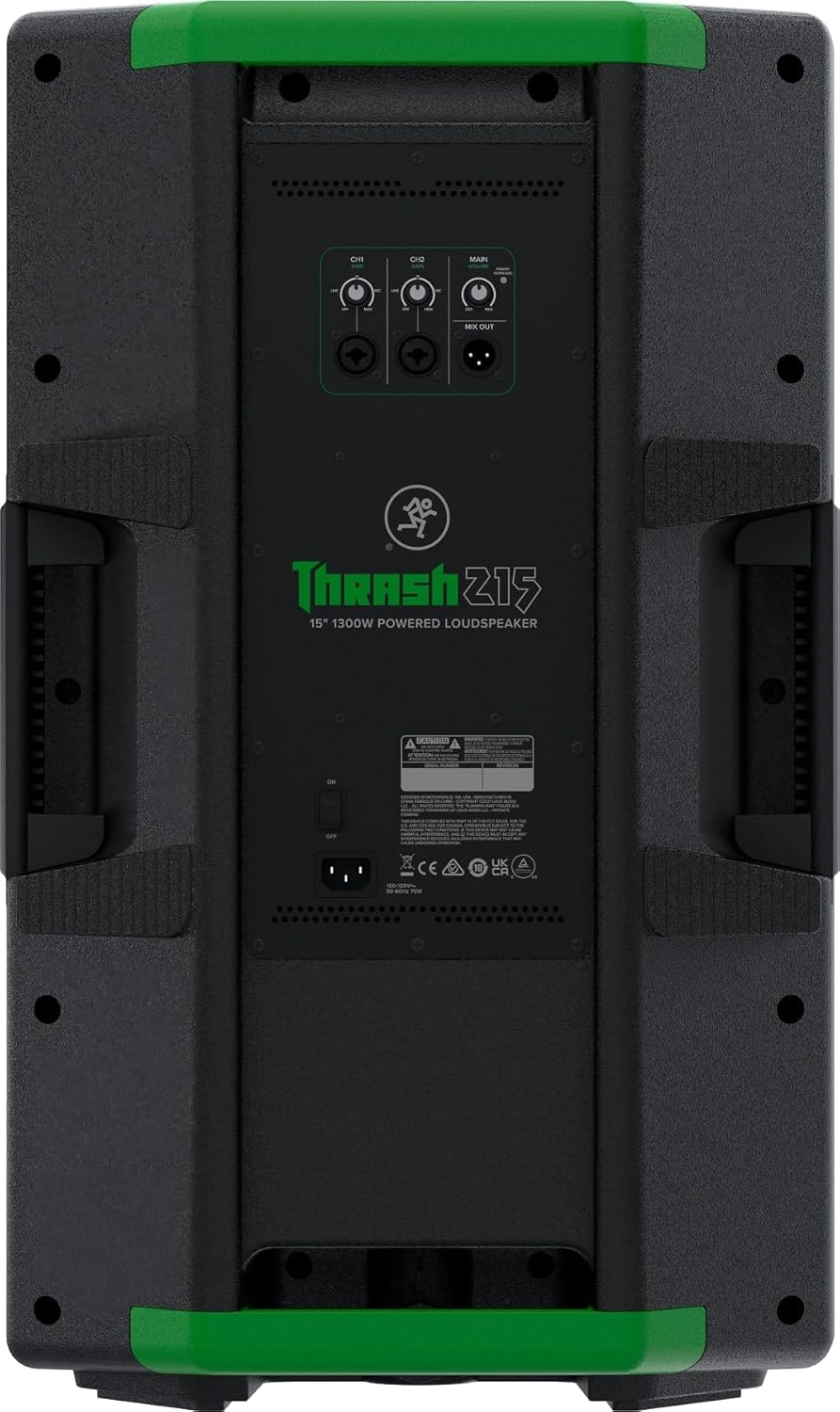 Audiosavings Bundle: (2) Mackie Thrash215 Speaker Bundle with (2) Rockville Stands, (2) Rockville RCXMB20B Cable, Rockville RMC-XLR Mic, Rockville DJ1500 Headphones + Rockville RockMix Mixer (8 Items)