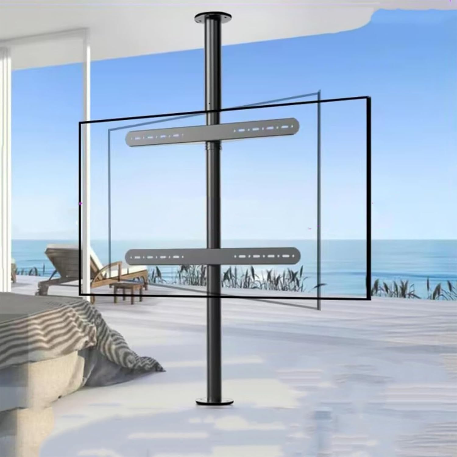 LCD Tv 360 Degree Rotating Frame Floor Stand - Height Adjustable Tv Stand and Wall Mount, Suspended Tv Cabinet, Rotating Divider Shelf Tv Bracket, Fits 32-75 in，85-110cm