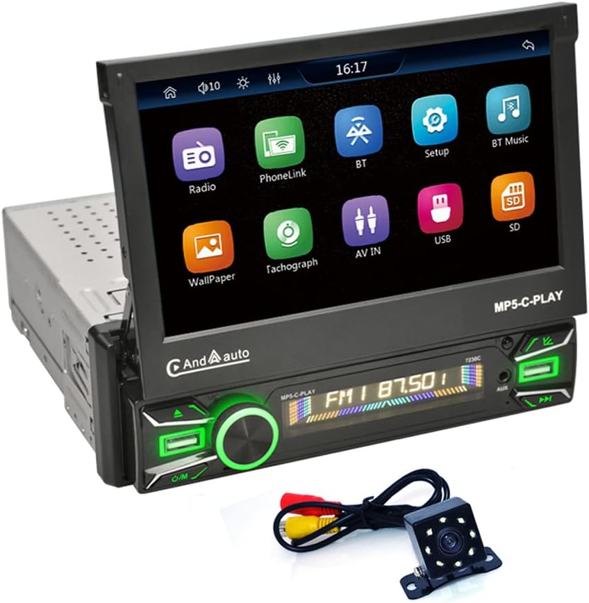 1Din Car Stereo with Wireless Carplay & Android Auto 7
