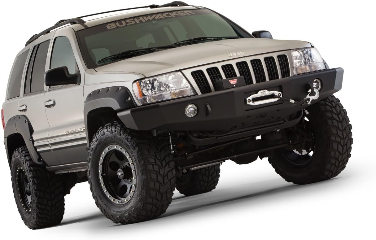 Bushwacker Jeep Cutout Pocket/Rivet Style Front & Rear Fender Flares | 4-Piece Set, Black, Textured Finish | 10926-07 | Fits 1999-2004 Jeep Grand Cherokee