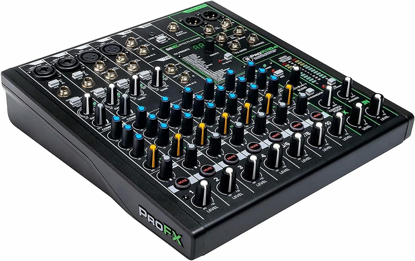 Mackie ProFX10v3 Unpowered 10-Channel FX USB Mixer Bundle - Includes Knox Gear TX-100 Closed-Back Studio Monitor Headphones, 1/4