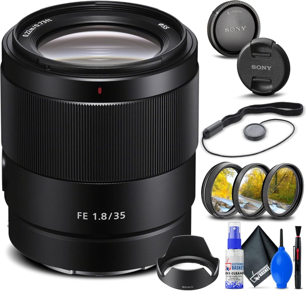 Sony FE 35mm f/1.8 Lens (SEL35F18F) + Filter Kit + Lens Cap Keeper + Cleaning Kit + More (Renewed)