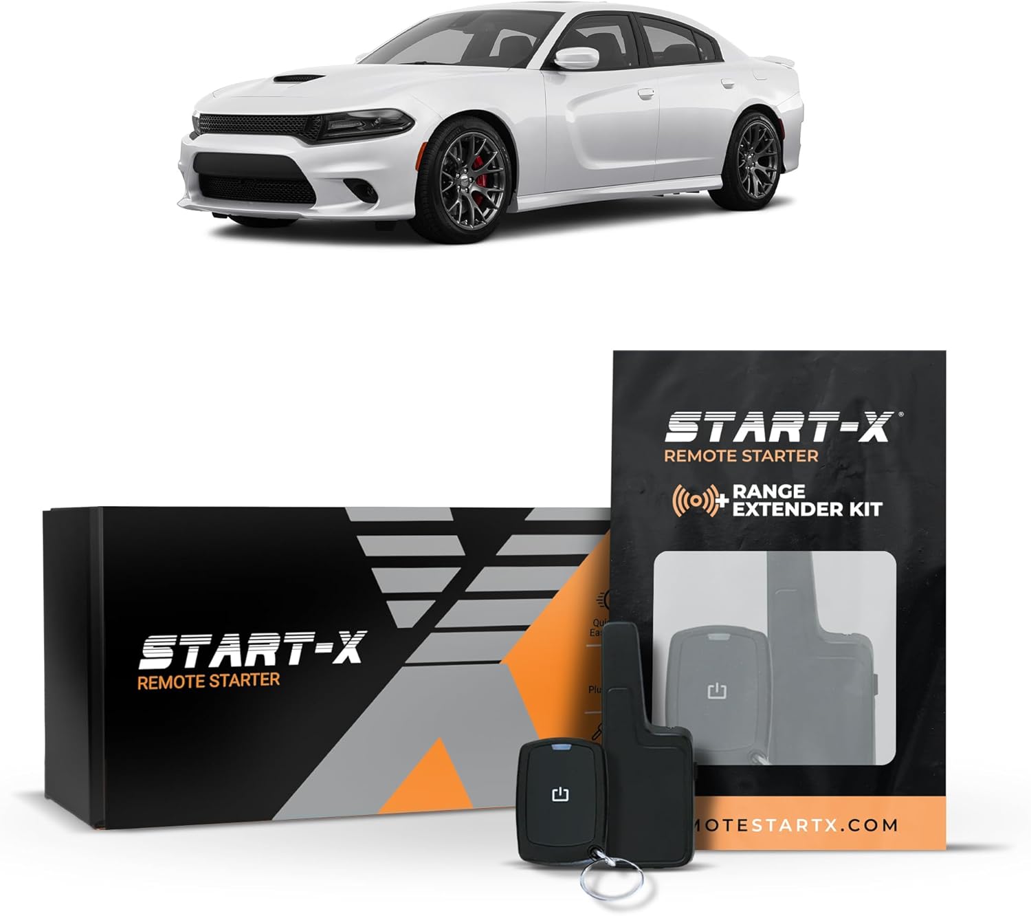 Start-X Remote Starter Kit + 2000ft 1 Way Range Extender for Dodge Charger (2011, 2012, 2013, 2014, 2015, 2016, 2017) Vehicles with Push-to-Start Ignition