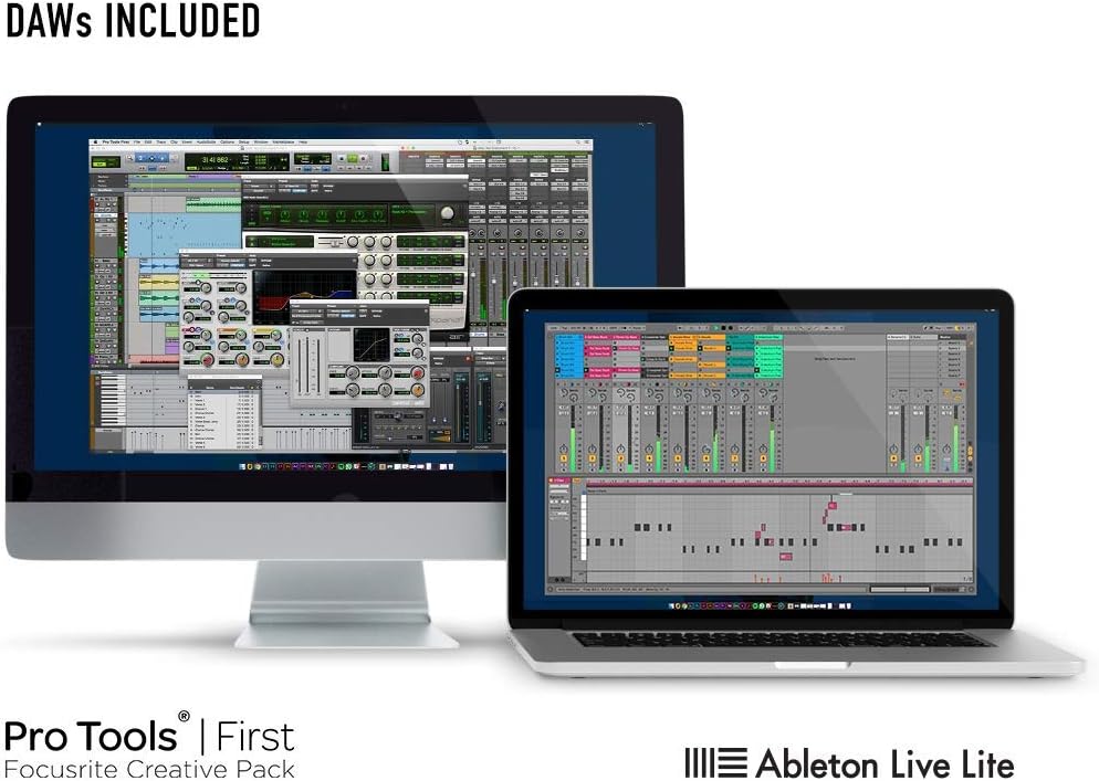 Focusrite Scarlett 2i2 Studio 3rd Gen USB Audio Interface and Recording Bundle with Monitors, Boom Microphone Stand, Microphone Cable, Pop Filter and Interconnect Cable (6 Items)