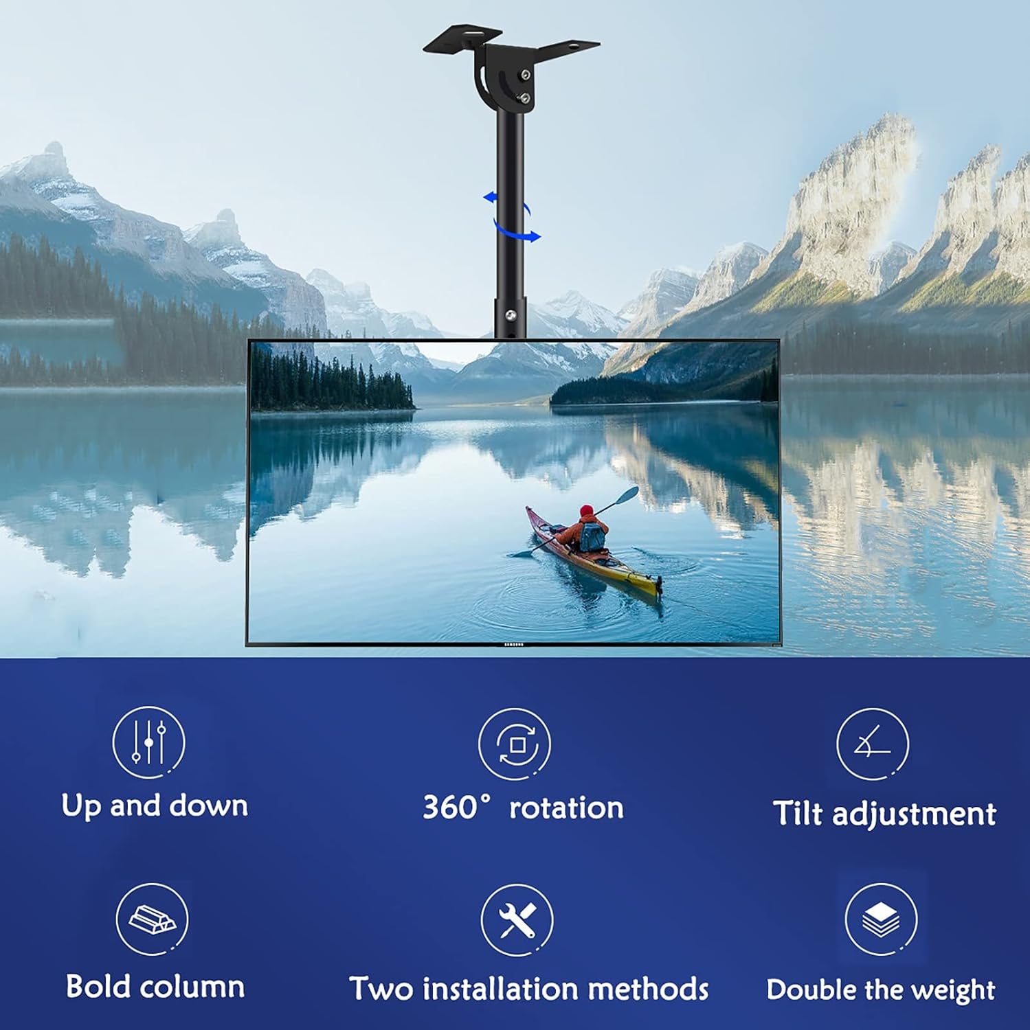 TV Stand tv Wall Mount Adjustable Height TV Ceiling Mount Bracket, for Most 23-50 Inch LED Screen Display, with Loading 88 Lbs