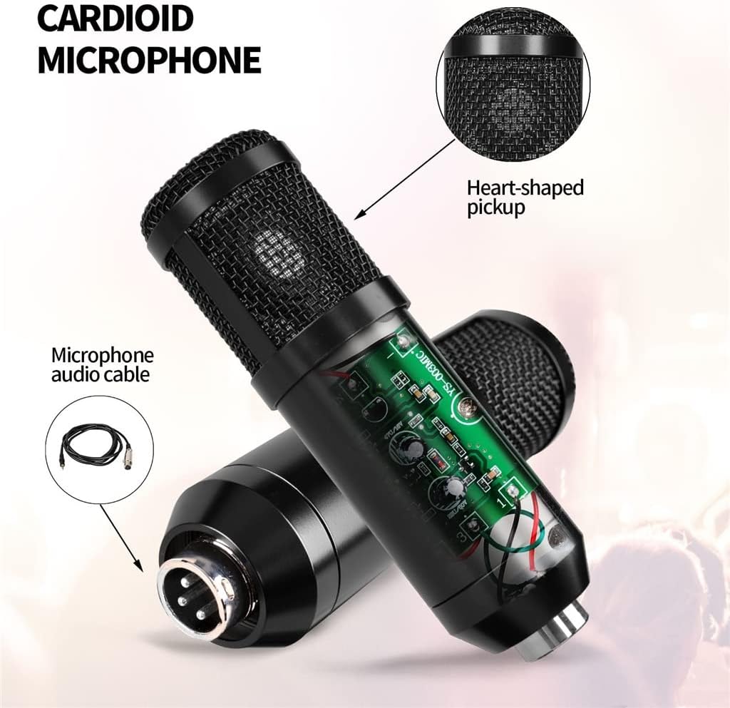 Professional Audio V8 Sound Card Set Condenser Microphone for Podcast Recording Live Broadcast (A