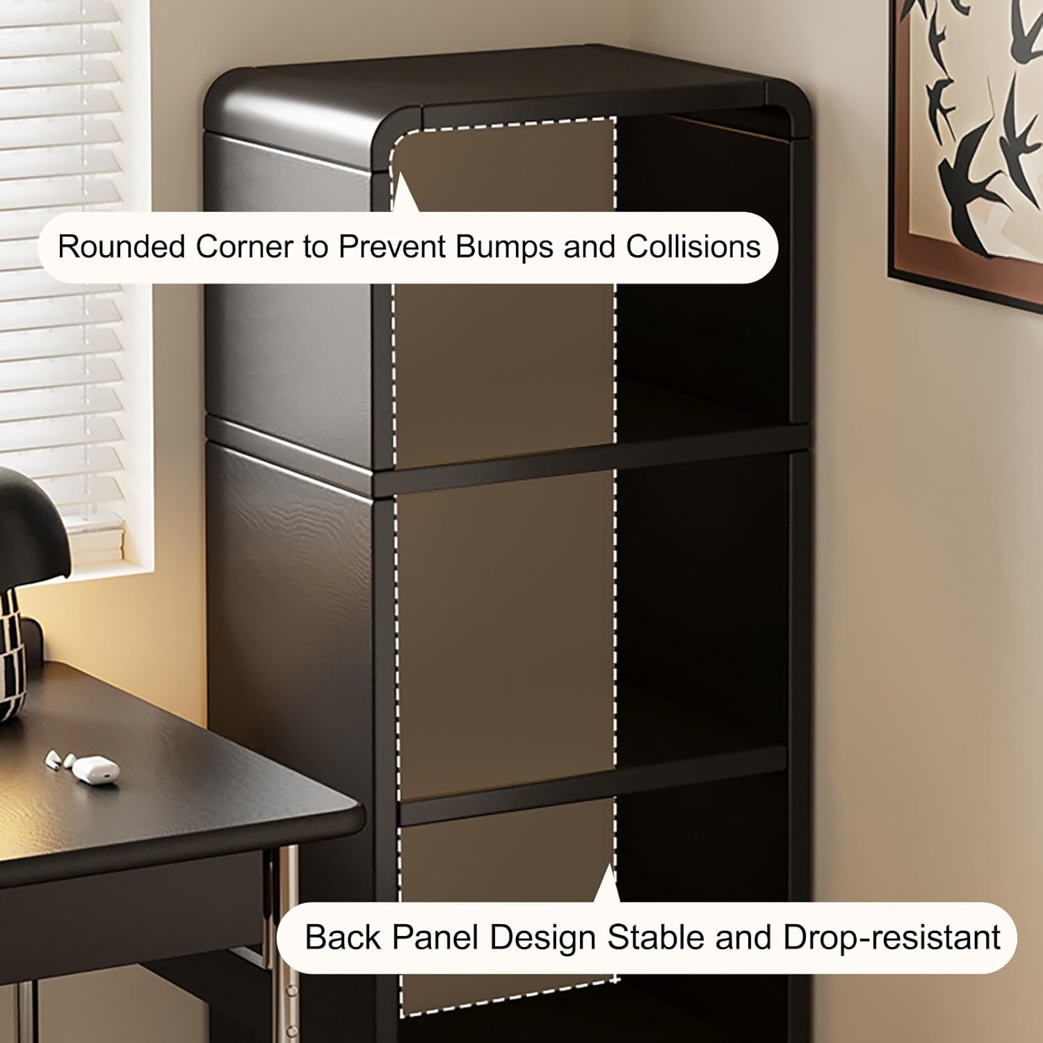 2/3/4 Tier Open Narrow Bookshelf with Foot Sturdy Kids Storage Shelves, Corner Shelf Stand with Drawer for Living Room Home Office Study(120cm/47in)