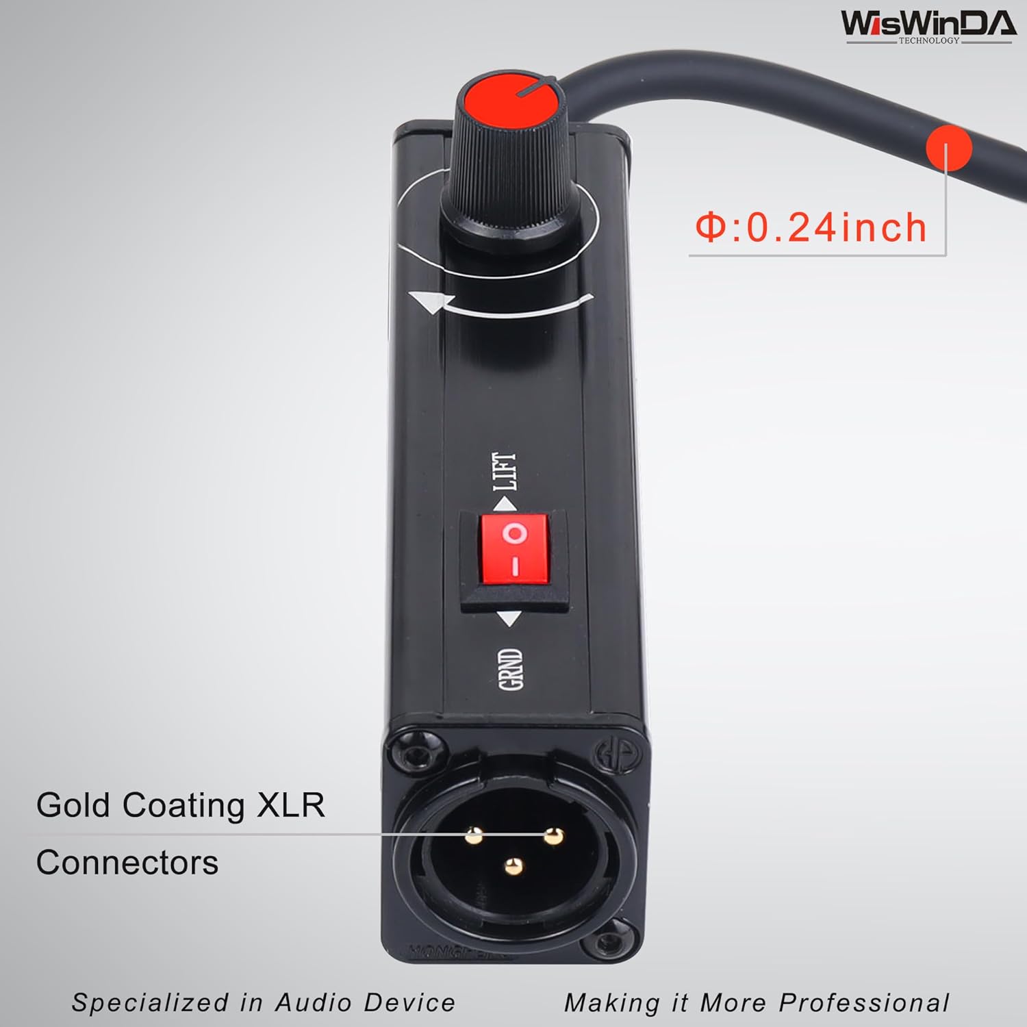 Pro101A AUX to XLR Isolation Box with Volume Controller and Ground Lift Switch Build-in Cord Length 3.3ft with Detachable 3.5mm Aux Gold Coating Plug (Pro 101A Aux-XLR)