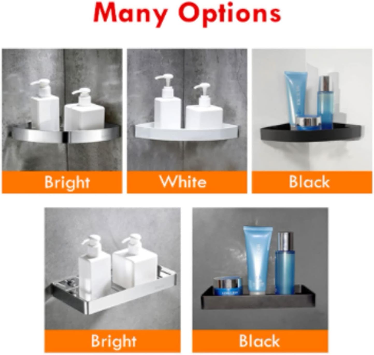 Pot and Pan Organizer Bathroom Shower Corner Shelf SUS 304 Stainless Steel Shower Caddy Wall Mount Triangular Bathroom Floating Shelves with Hooks