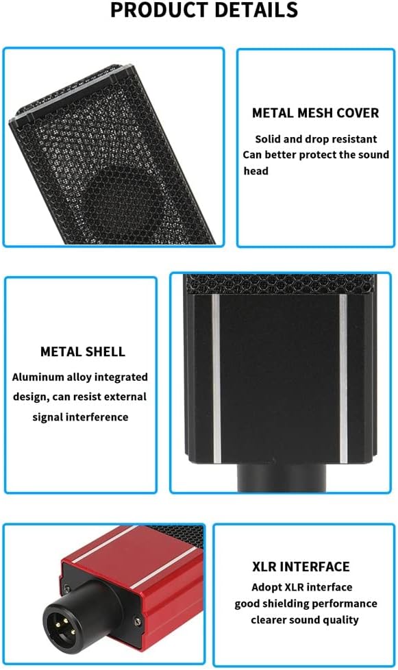 G65 Wired Condenser Microphone Home Desktop Computer Singing Recording Game Network Broadcasting Equipment (A 50mmx150mmx30mm)