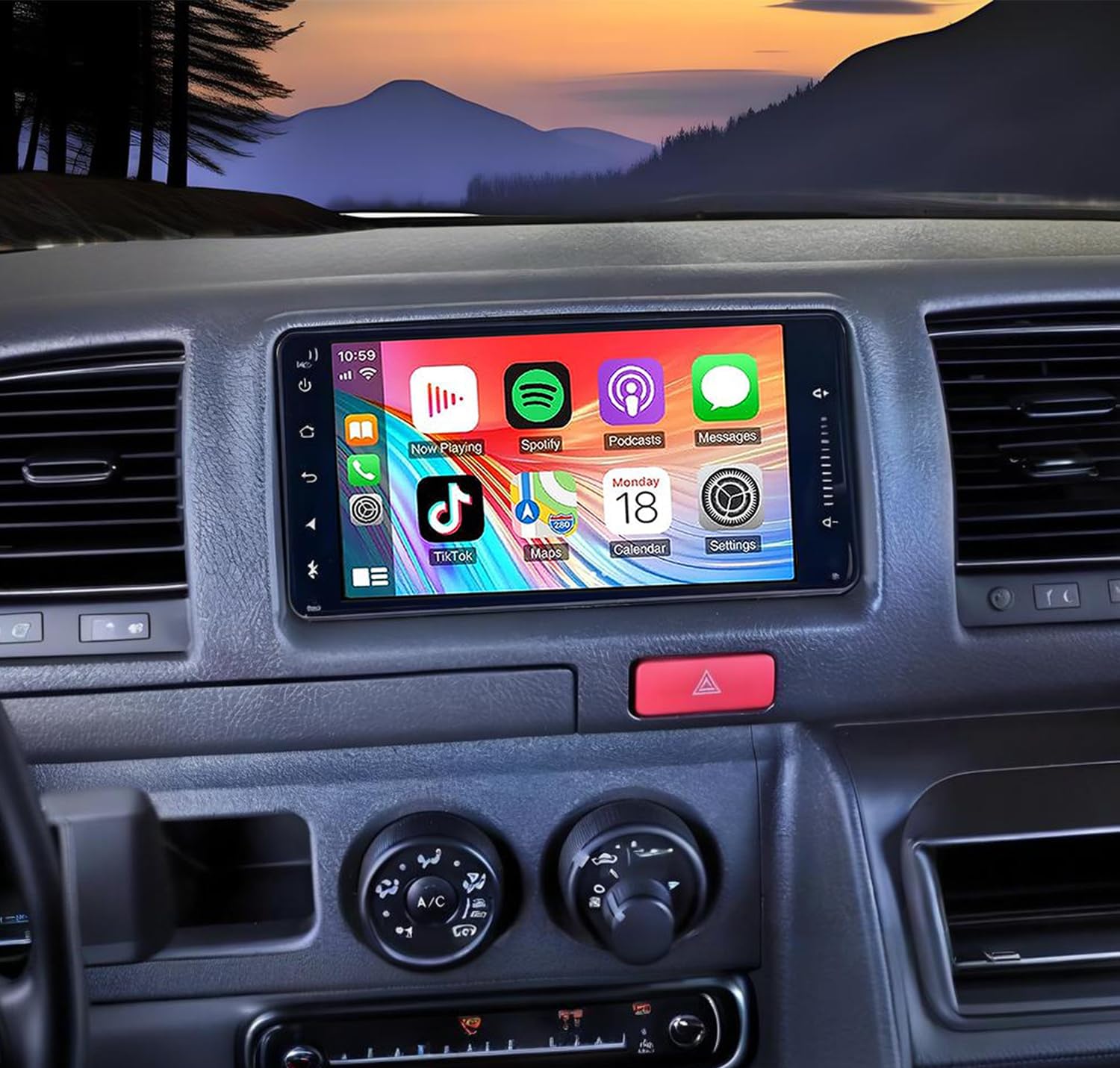 Car Radio for Toyota Hiace 2004-2019 Wireless Carplay & Android Auto, 9 Inch IPS Touch Screen for Hiace Car Stereo BT FM in Dash GPS WiFi Backup Camera SWC-2+32G