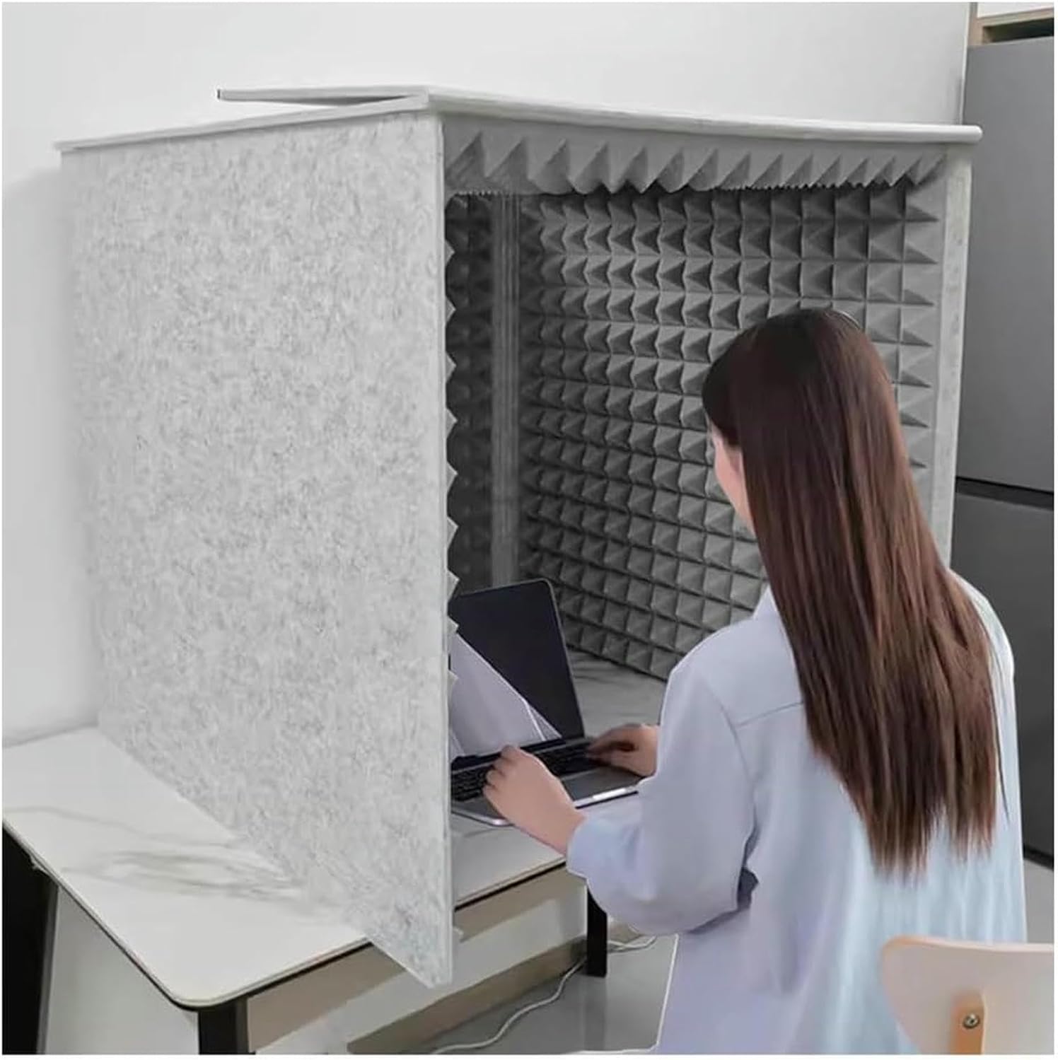 Modern Sound Proof Booth, Microphone Recording Booth, Portable Vocal Recording Shield, Square Music Recording Box for Singing Streamer Podcasting