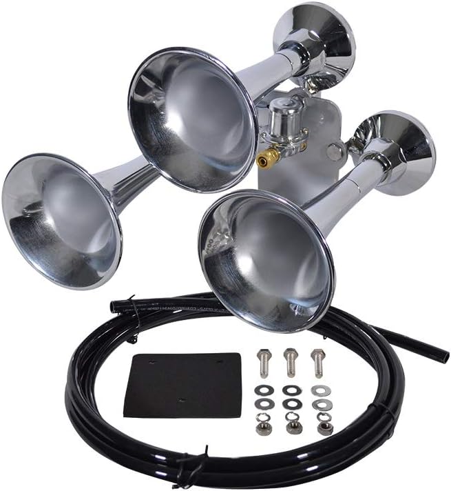 HornBlasters Outlaw 12/24-Volt Train Horn - 3 Chrome Trumpets - Big Sound