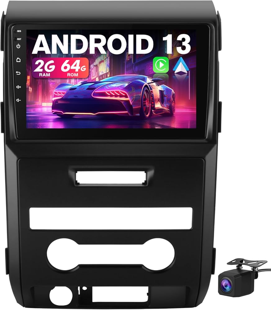 Car Radio for Ford F150 2009-2012, Wireless CarPlay/Android Auto, SWC, Backup Camera, Manual AC Only, Touch Screen, 2GB RAM+64GB ROM