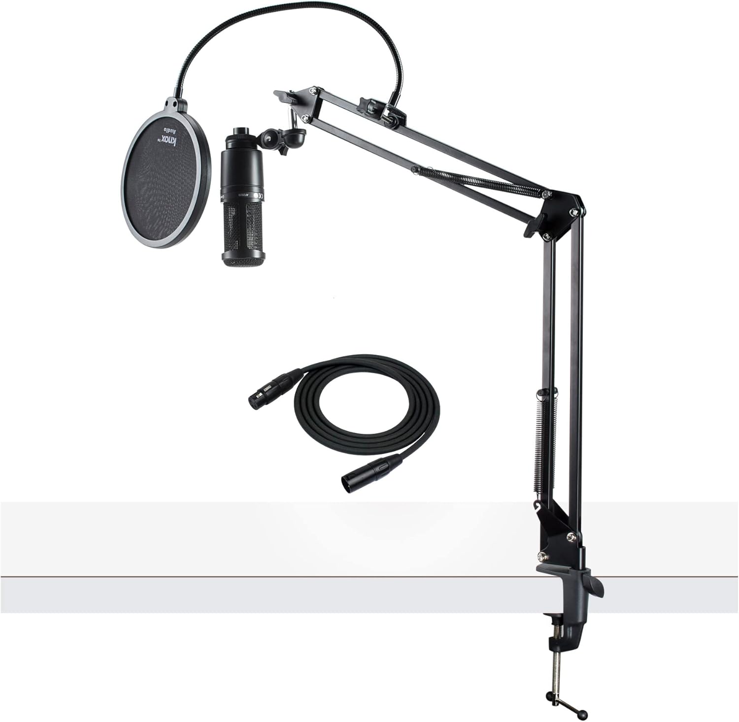 Audio-Technica AT2020 Condenser Studio Microphone with XLR Cable Knox Studio Stand and Pop Filter