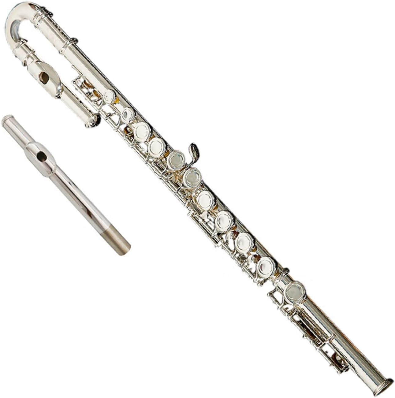 Flutes Musical Instrument 16-Hole C-Tone Silver-Plated Flute with U-Shaped Tube Children's Flute Beginner Children's Wind Instrument