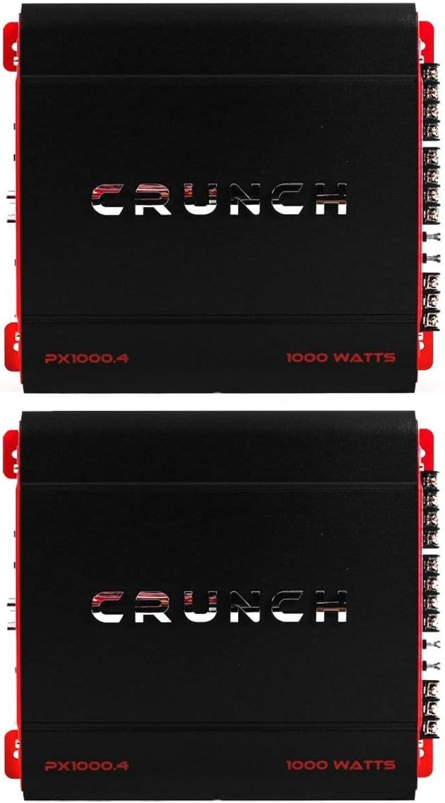 Crunch PX-1000.4, 4 Channel 1000 Watt, 4 Ohms Amp A/B Class Car Stereo Amplifier, Black, 2 Pack
