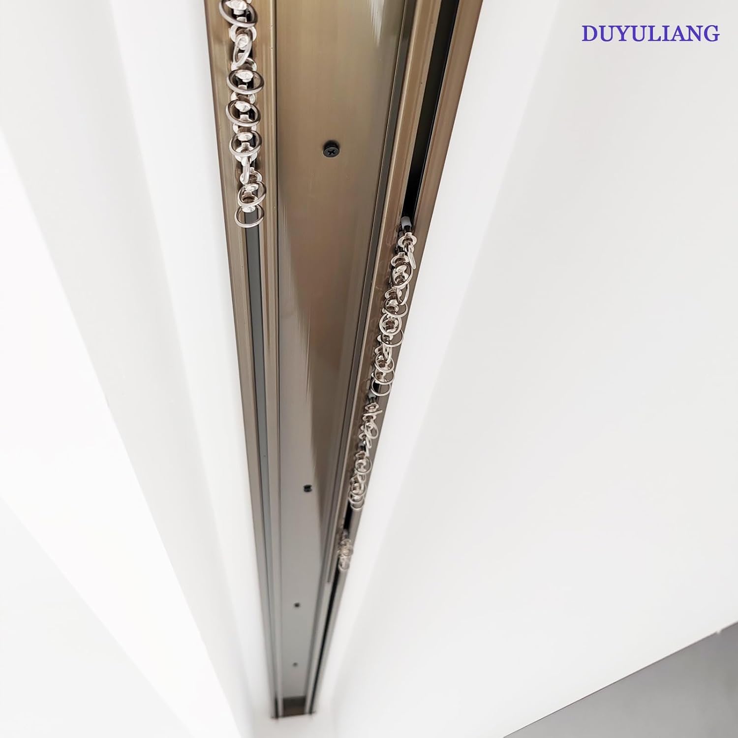 Aluminum Curtain Track Double Curtain Rod, Silent Flexible Rail Ceiling Or Wall Mount, For Windows And Room Divider Curtains, Bay Window, With 90 Degree Corner Connectors, With Runners(White,1m)