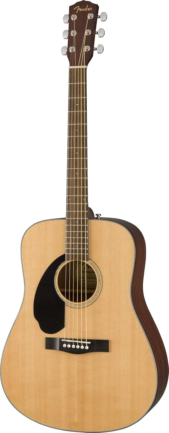 Fender CD-60S Solid Top Dreadnought Acoustic Guitar, Left Handed - Natural Bundle with Gig Bag, Tuner, Strap, Strings, Picks, and Austin Bazaar Instructional DVD
