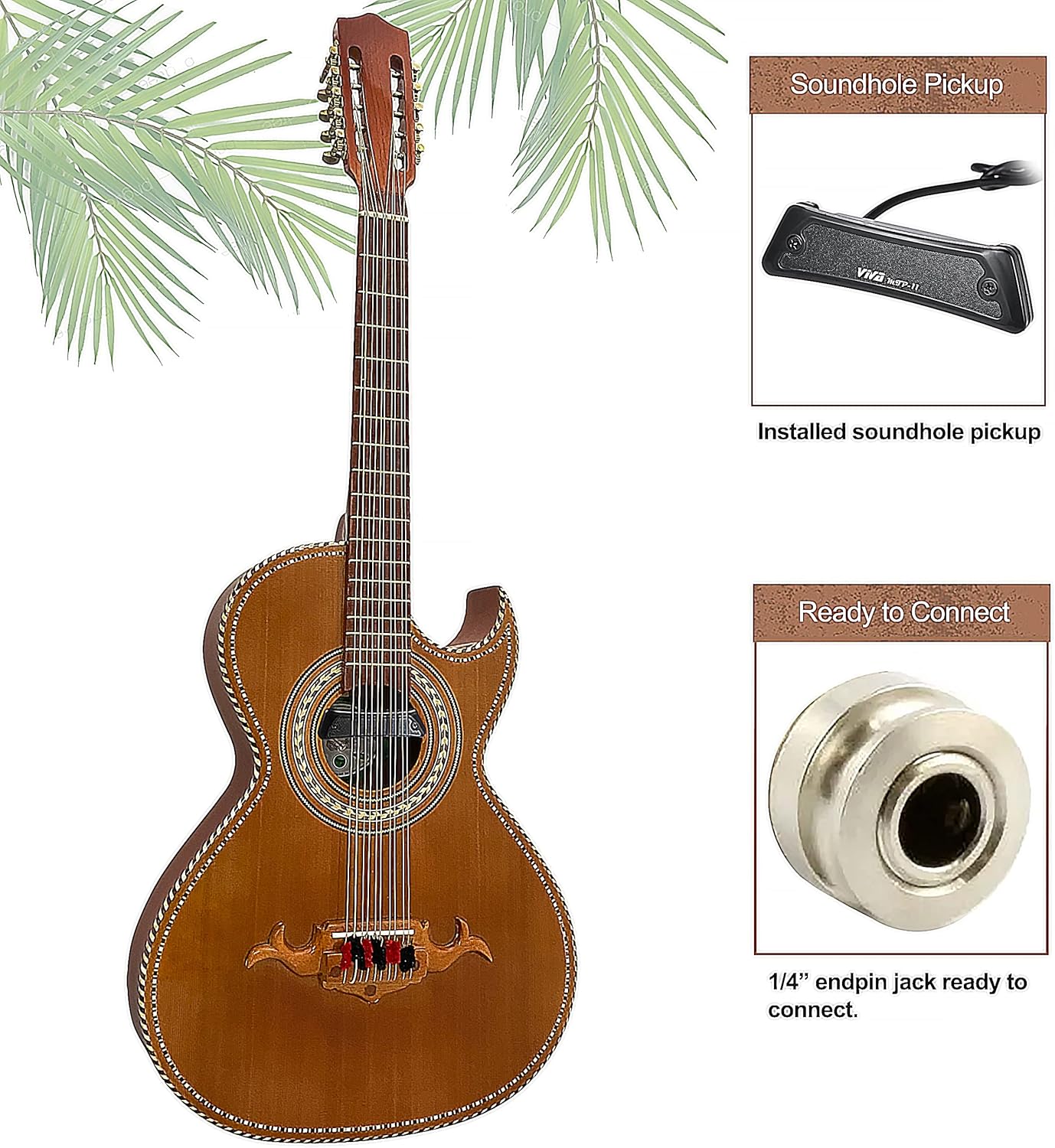 D'Luca Paracho 10-String Bajo Quinto Acoustic-Electric Right-Handed Brown (DL-PQ1-EQ-BW)