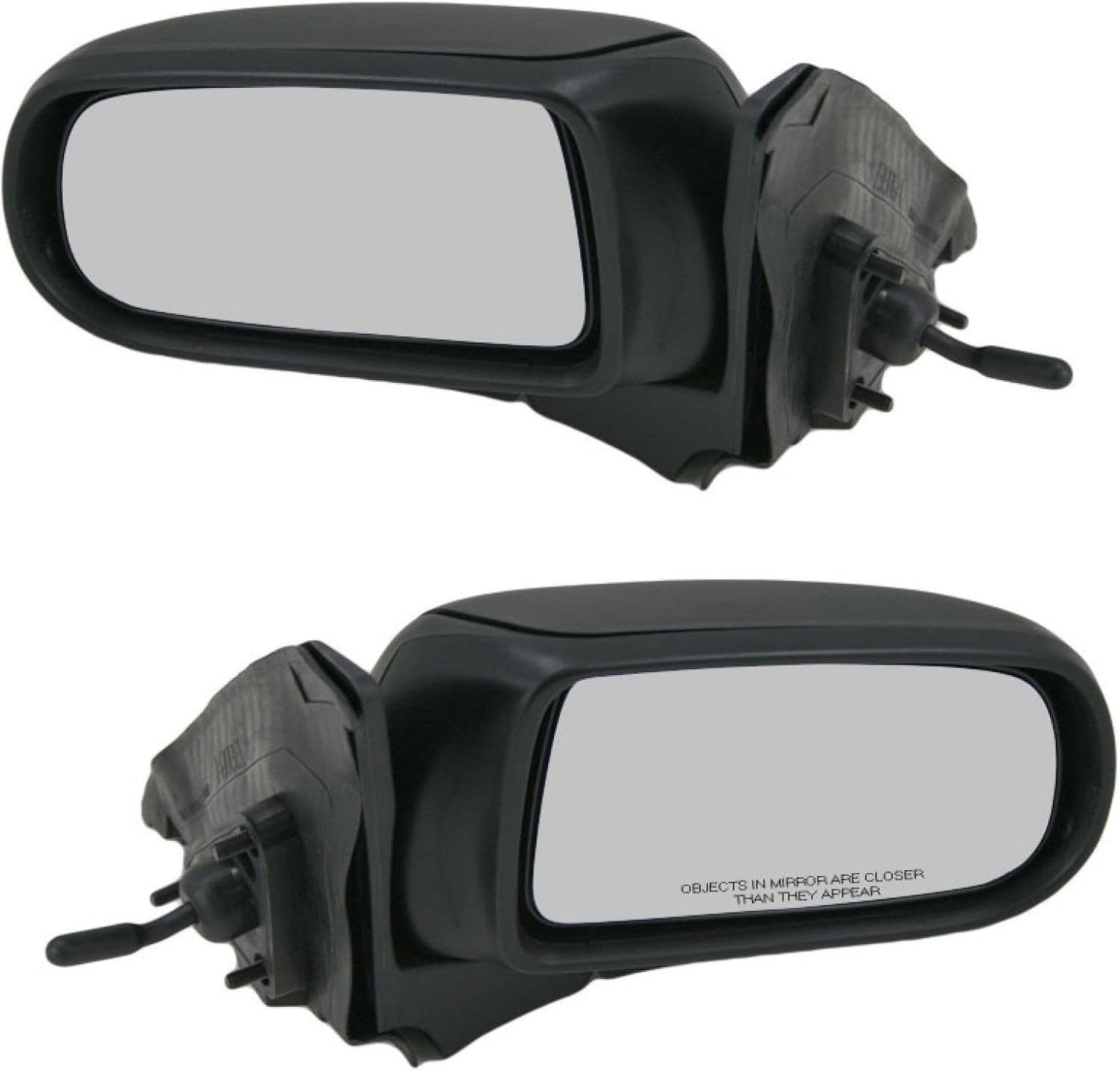 TRQ Driver & Passenger Side Manual Mirror Set Paint to Match Textured Black Compatible with 1999-2003 Mazda Protege MA1320129 MA1321129