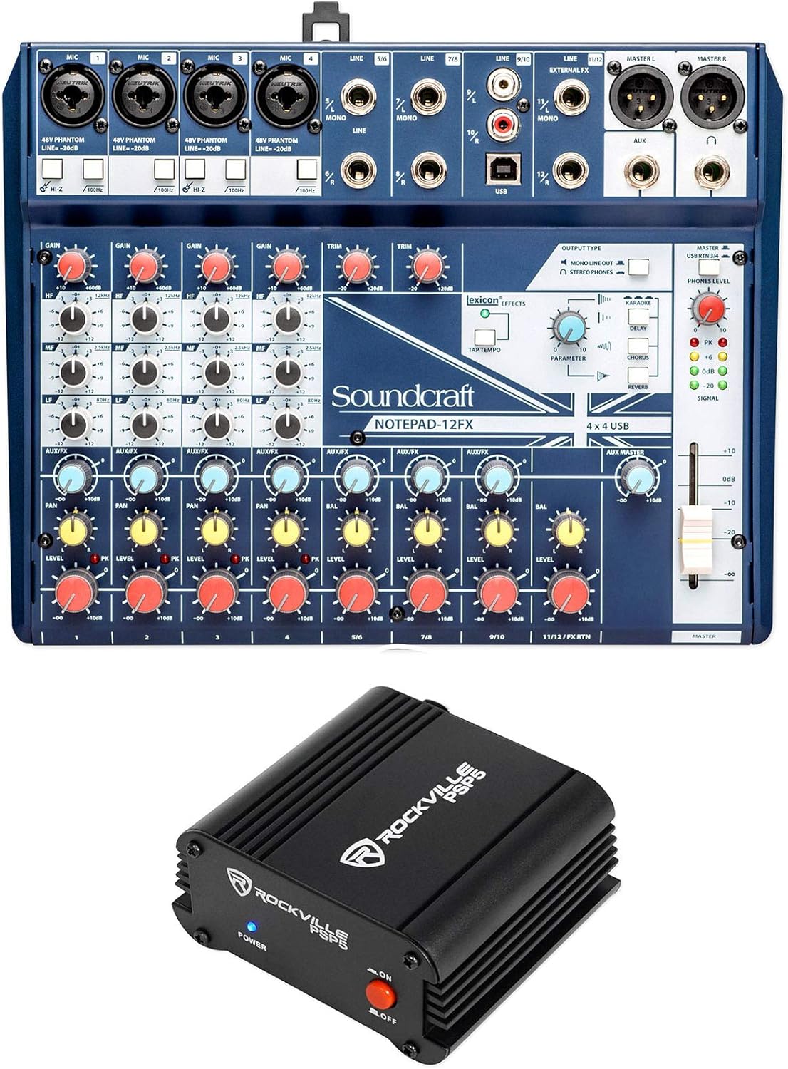Soundcraft Notepad-12FX 12-Channel Analog Mixer w/ USB I/O+Phantom Power Supply