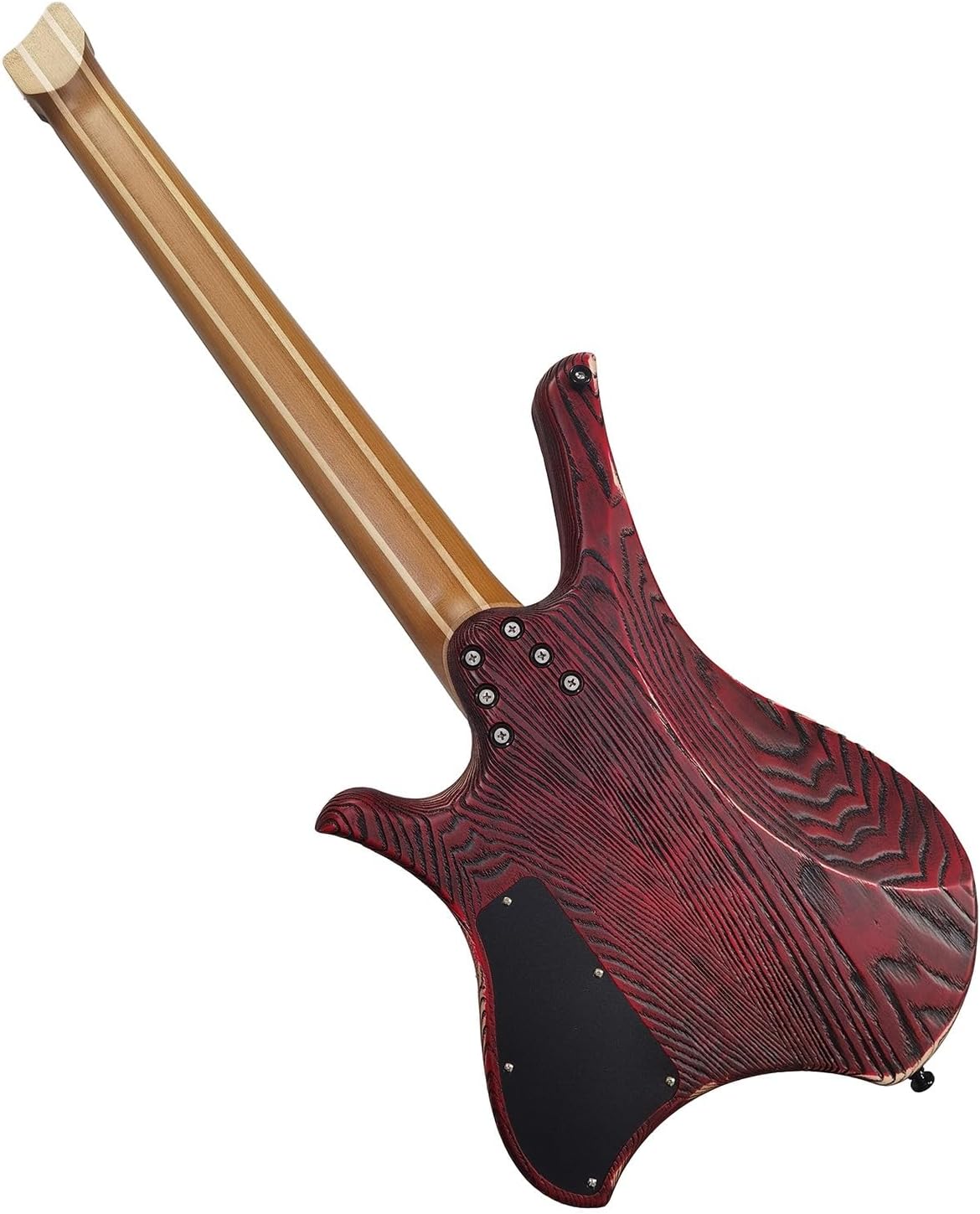 VENEKA Headless Electric Guitar 7 Strings Handmade Headless Electric Guitar with Stainless Steel Fan-Shaped Frets Ash Wood Body 3 Way Converter