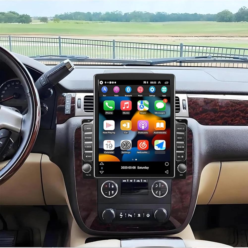 PHEZEN 9.7 inch Touchscreen 8 core Car Stereo Fit for GMC Yukon Denali 2007-2014, Android 15 Car Radio with Carplay & Android Auto in-Dash Navigation BT Mirror Link WiFi Backup Camera 8+256G