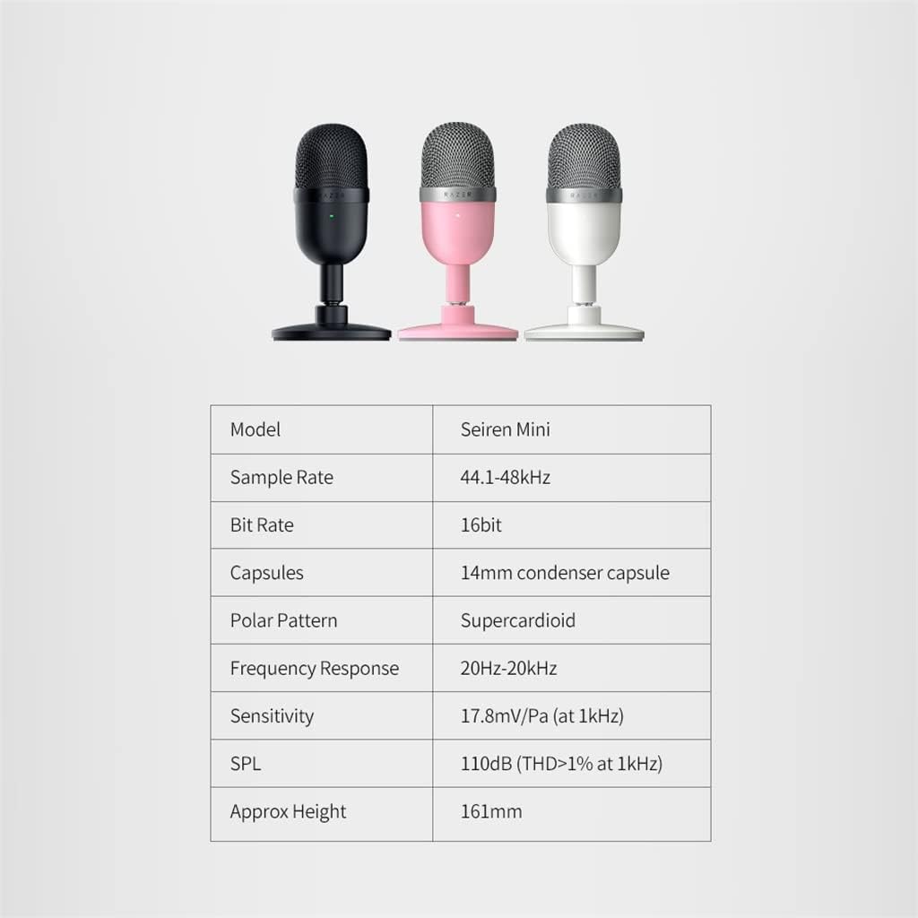 Mini Microphone USB Microphone Ultra-Compact Condenser Stream Microphone Microphone (Color : Pink, Size (Black