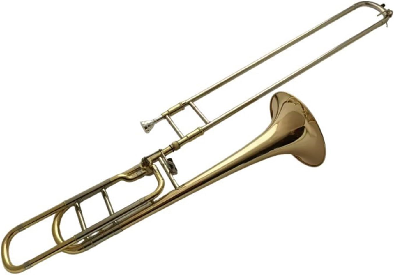Adult Trombone Instrument B/F Transposed Tenor Trombone Instrument Brass Bell Lacquered Gold High And Low Curved Pull Tube