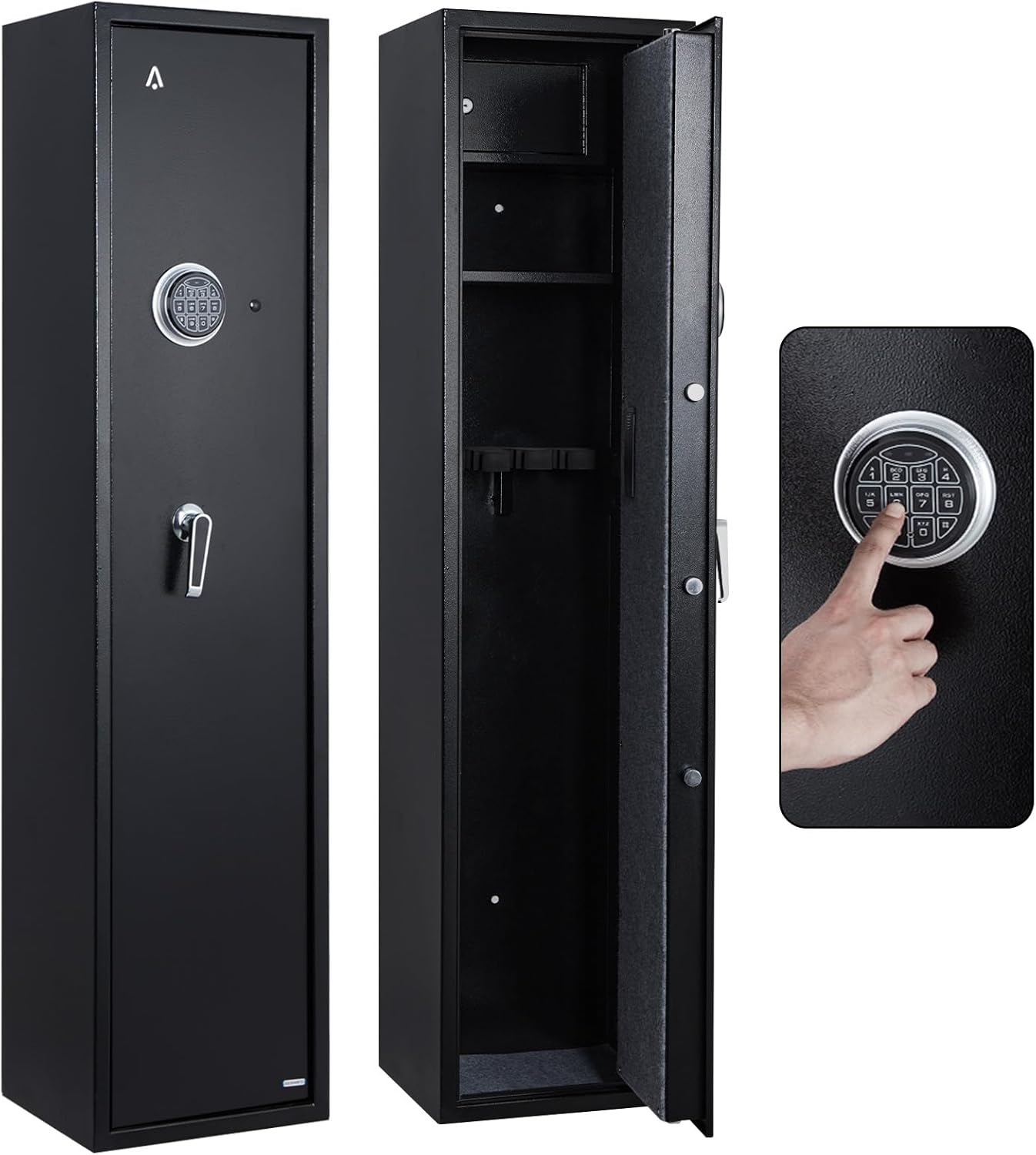 Rifle Gun Safe for Home Rifle and Pistols, Heavy Duty Anti-Theft Long Gun Security Cabinet Safe for Rifles and Shotguns, Gun Storage Cabinet With Pistol Lockbox, Removable Shelf, Silent Mode