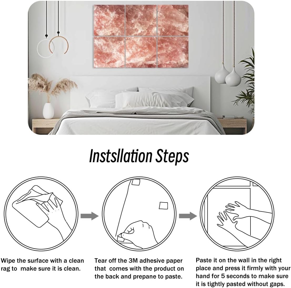 6 Pack Art Acoustic Panels Himalayan pink salt rock from whole solid crystal block Soundproof Wall Panels, 48