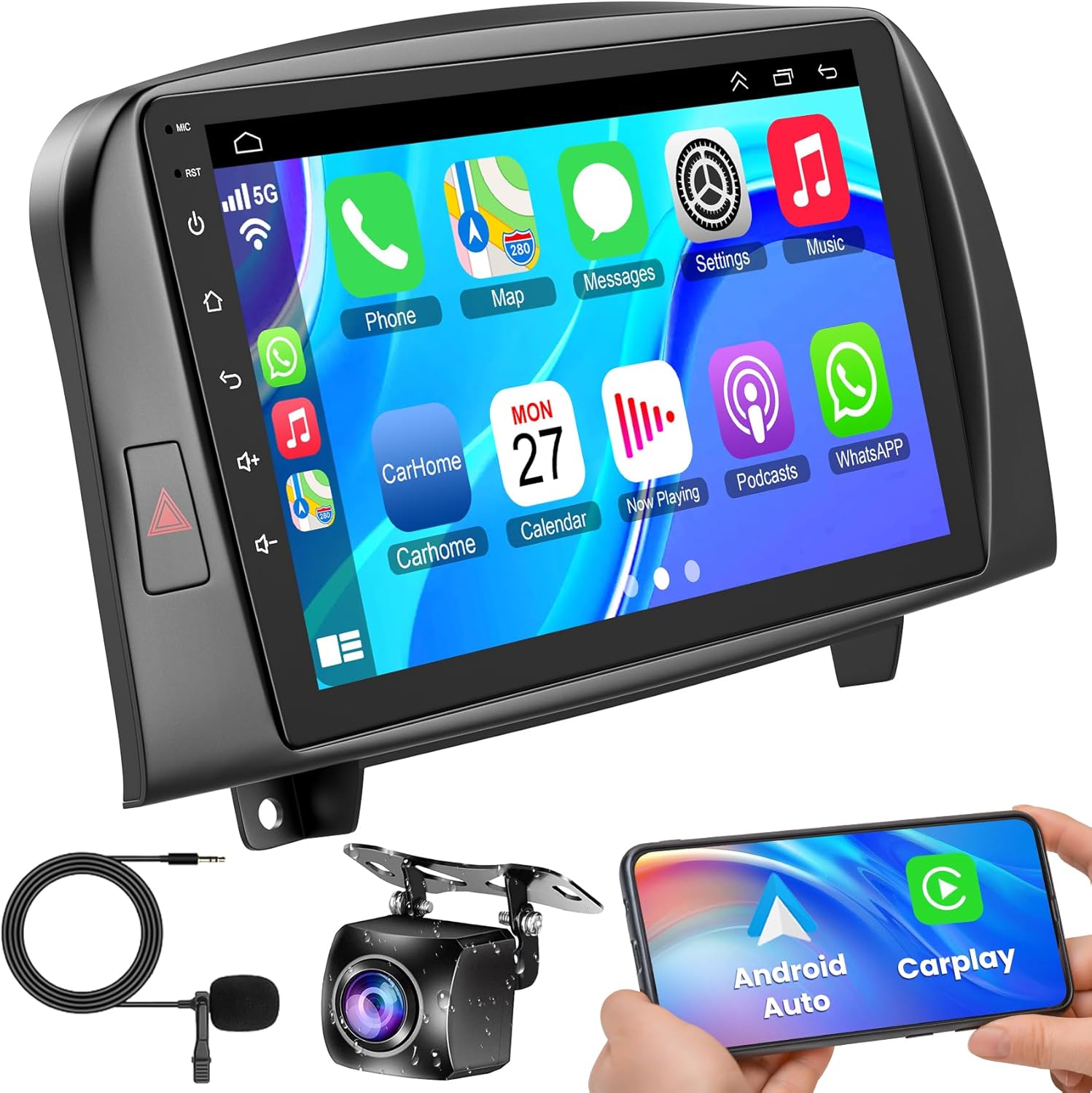 4+64GB Car Radio for Hyundai Sonata NF Radio 2004-2008, Android 13 Car Stereo with Wireless Carplay & Android Auto Voice Control Bluetooth/WiFi/GPS/FM/DSP/SWC Backup Camera