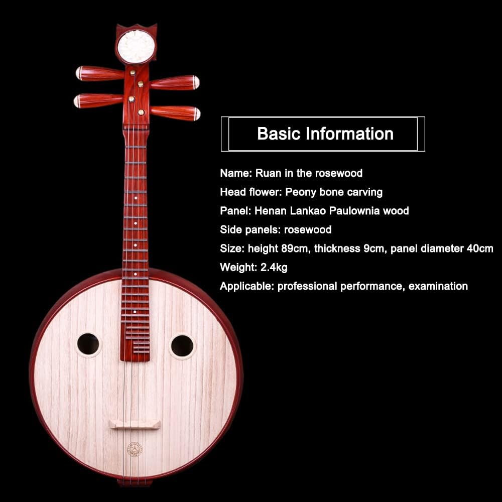 KAFELE Rosewood Zhongruan Length 89Cm Panel Width 40Cm Height 9Cm Including Oxford Cloth Backpack Professional Performance/Teaching/Grading