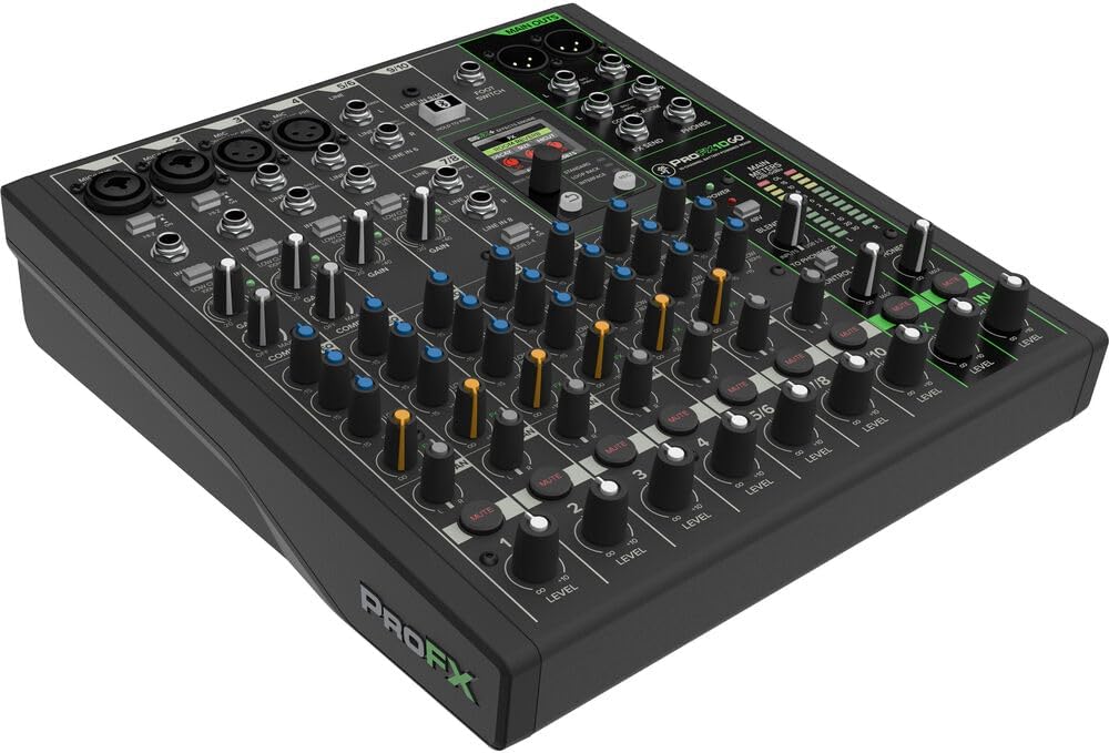 Mackie ProFX10 GO Battery-Powered 10-Channel Analog Audio Mixer Bundle with Gator Cases G-MIXERBAG-1515 Padded Nylon Mixer/Equipment Bag and 10' 3.5mm TRS to Dual 1/4