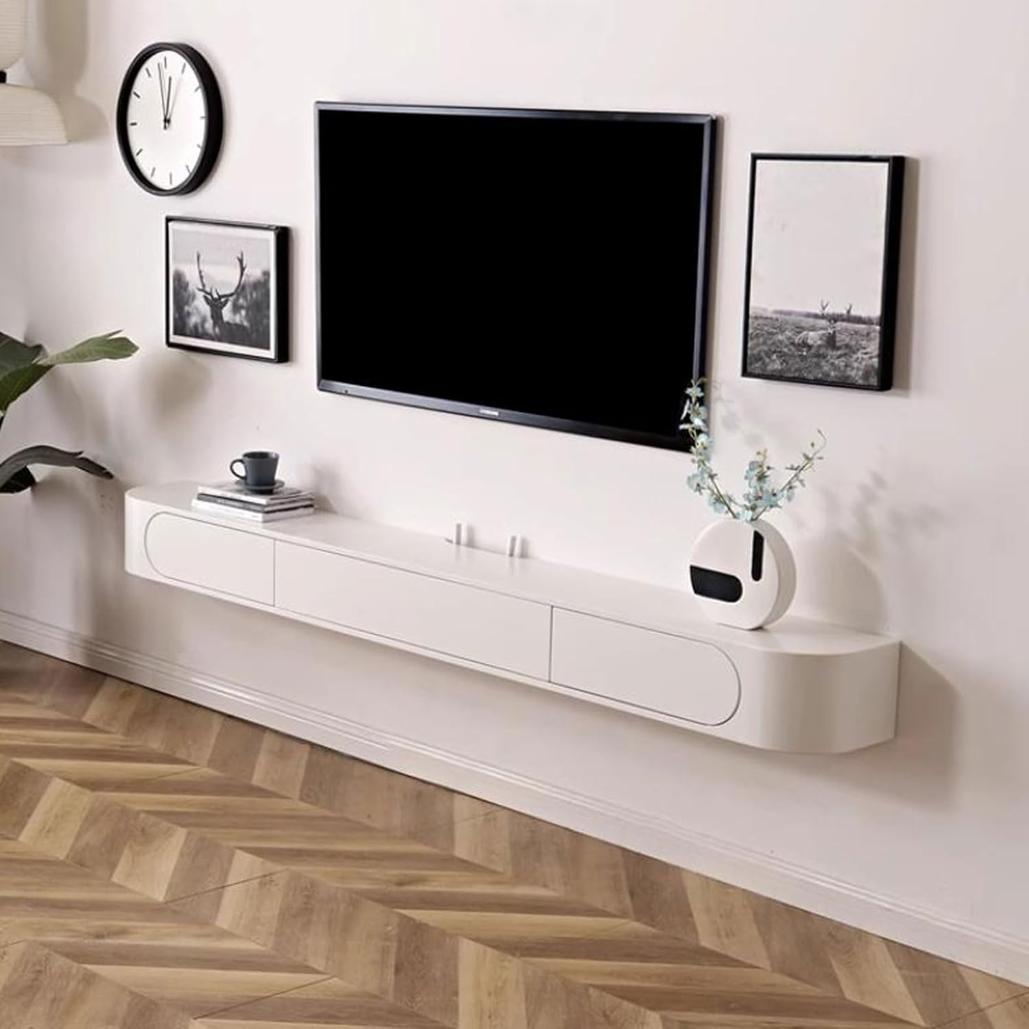 Wall Mounted TV Cabinet Floating TV Shelf Wall Shelf TV Stands Audio/Video Hutch Electronics Shelf for TV Components Storage Shelf Book Shelf Wall Unit Decor Wall Mount Corner Shelves Wall Cabinet