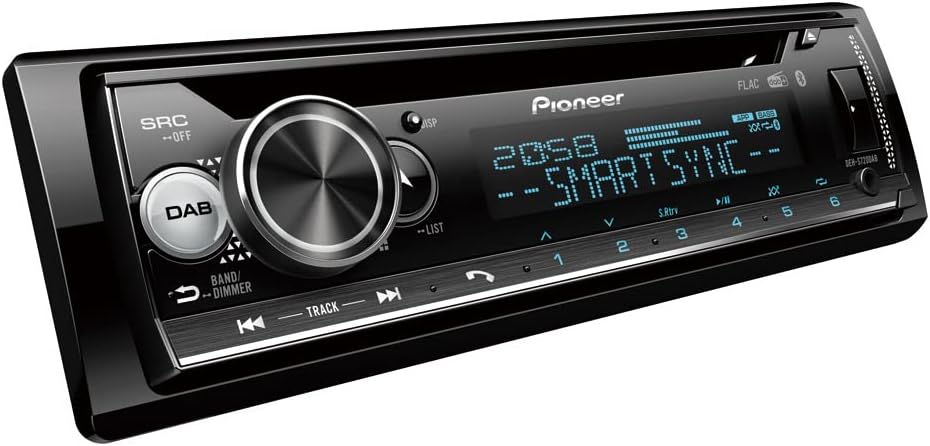 Pioneer DEH-S720DAB-AN with DAB Antenna, 2-DIN Car Radio, CD Tuner with FM and DAB+, Bluetooth, MP3, USB and AUX Input, RGB Lighting, Hands-Free Kit, Smart Sync App, 13-Band Equalizer