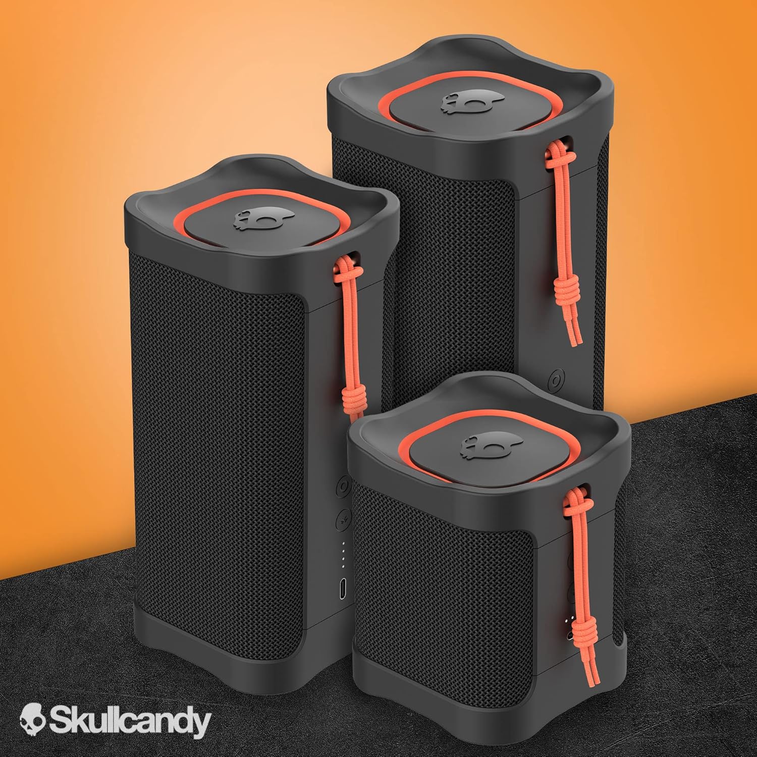 Skullcandy Terrain XL Wireless Bluetooth Speaker - IPX7 Waterproof Portable Speaker, 18 Hour Battery, Nylon Wrist Wrap, True Wireless Stereo (Black)
