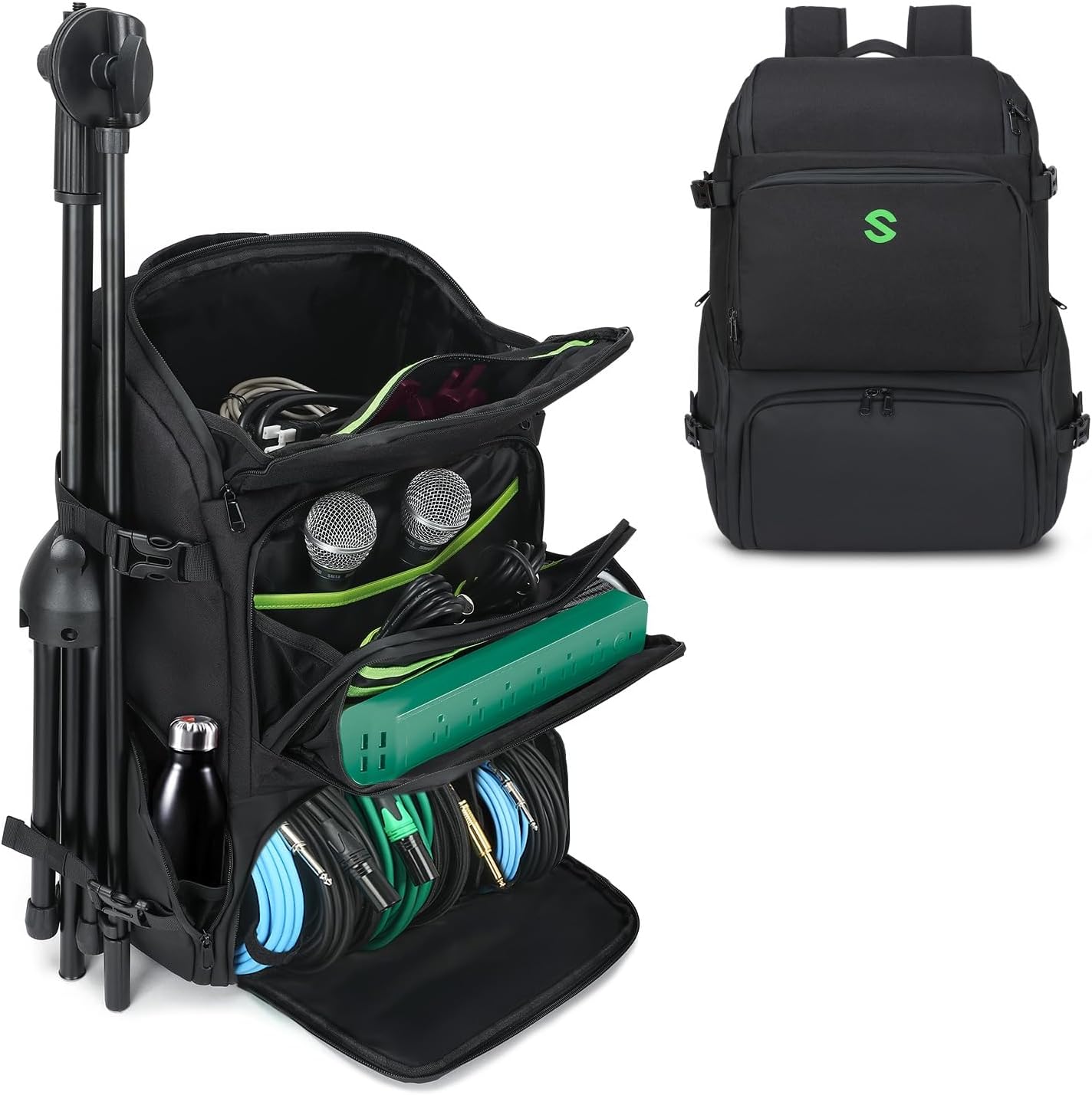 SAVIOUR DJ Accessories Transport Pack - Large Gear Bag for Solo Musicians, DJ Equipment, Mic Stands, and Cables - Durable Gig Backpack