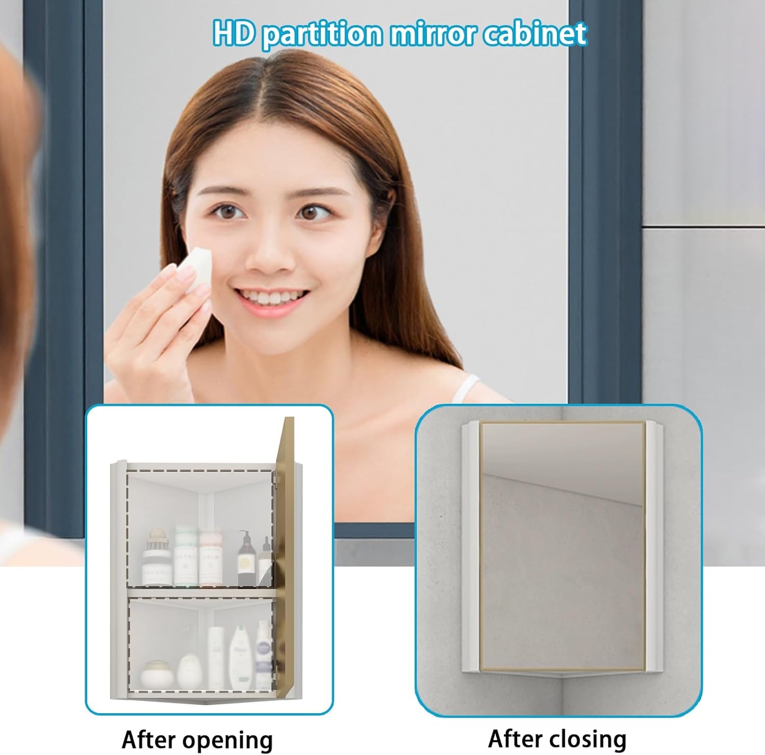 Corner Bathroom Vanity Sink, Corner Wall Mount Bathroom Sink, Ceramic Bathroom Vanity Cabinet with Storage Container and Mirror Cabinet, Bathroom Storage Cabinet, for Kitchen Home(38cm/14.9in)