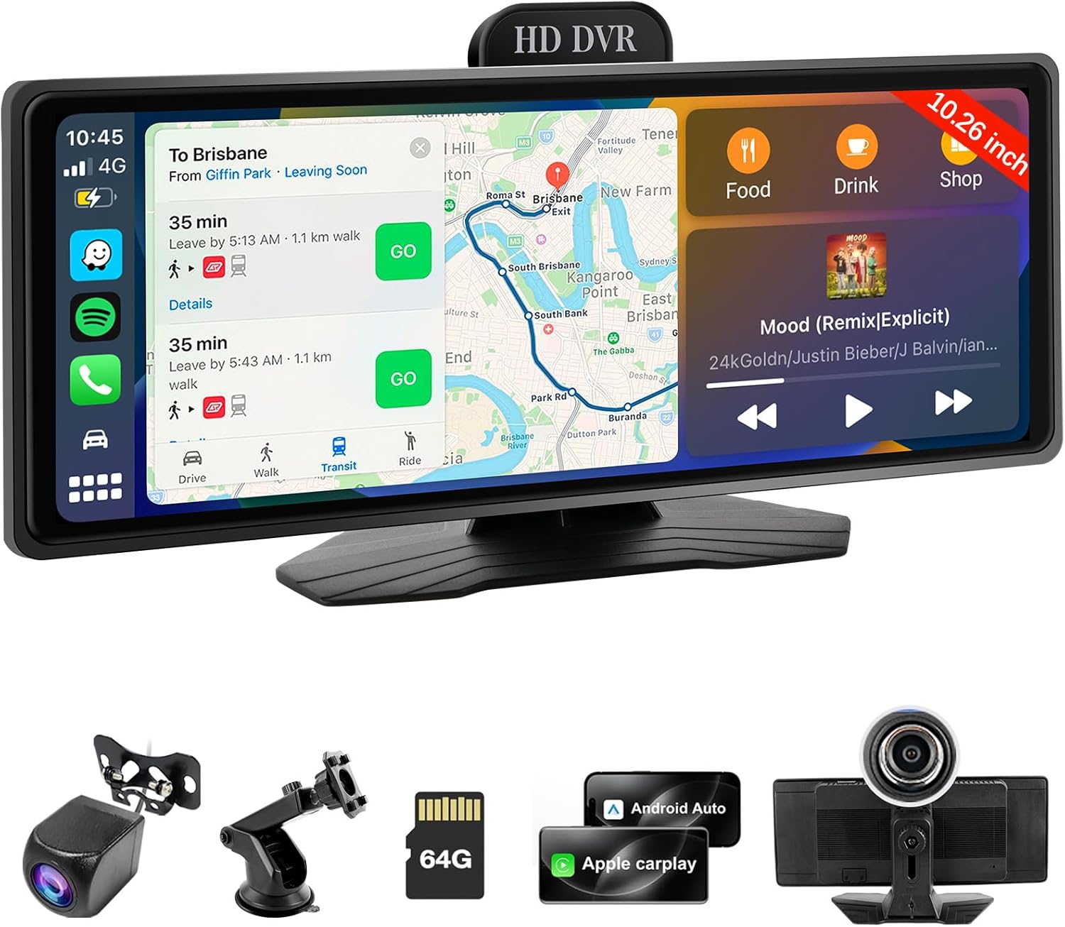 Wireless Carplay Screen for Car, 10.26